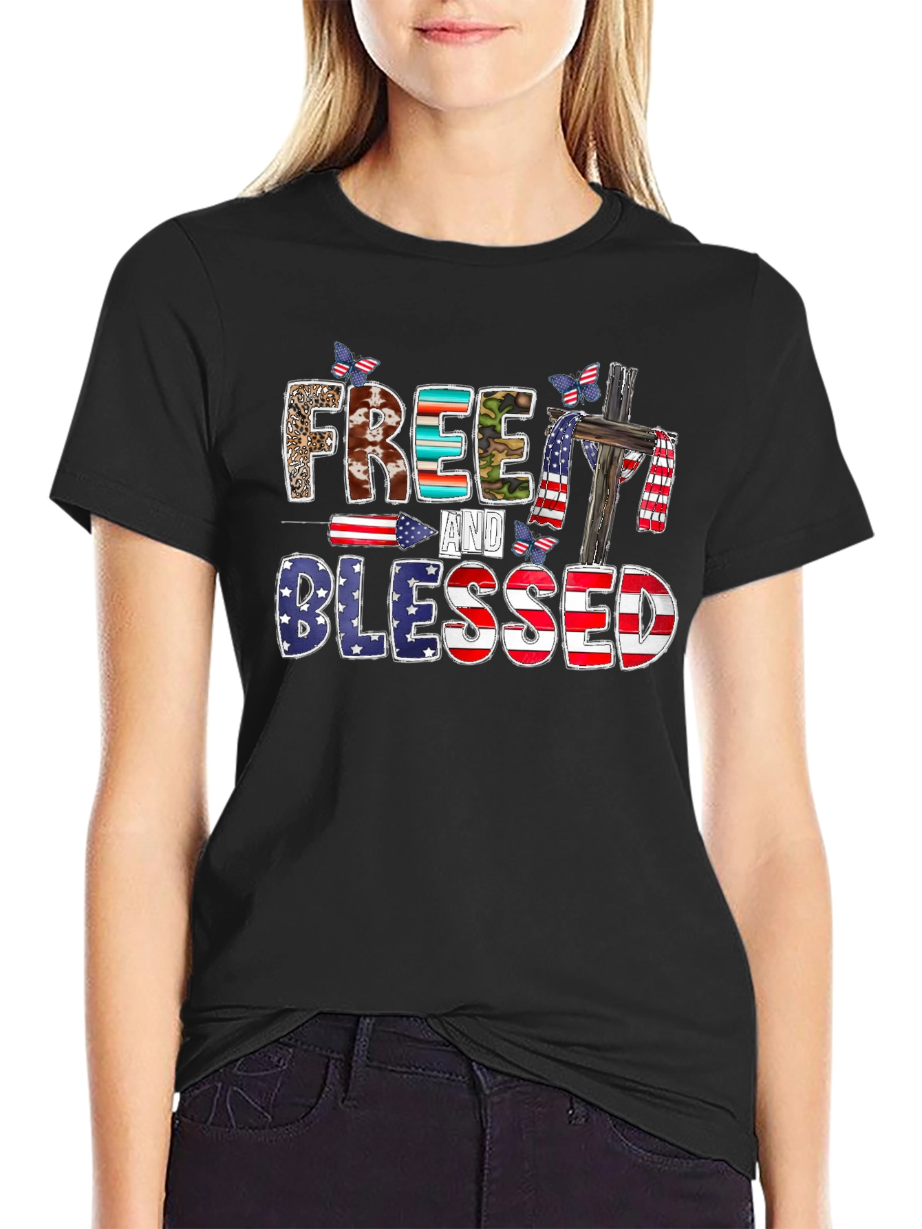 Free and Blessed Graphic T-Shirt