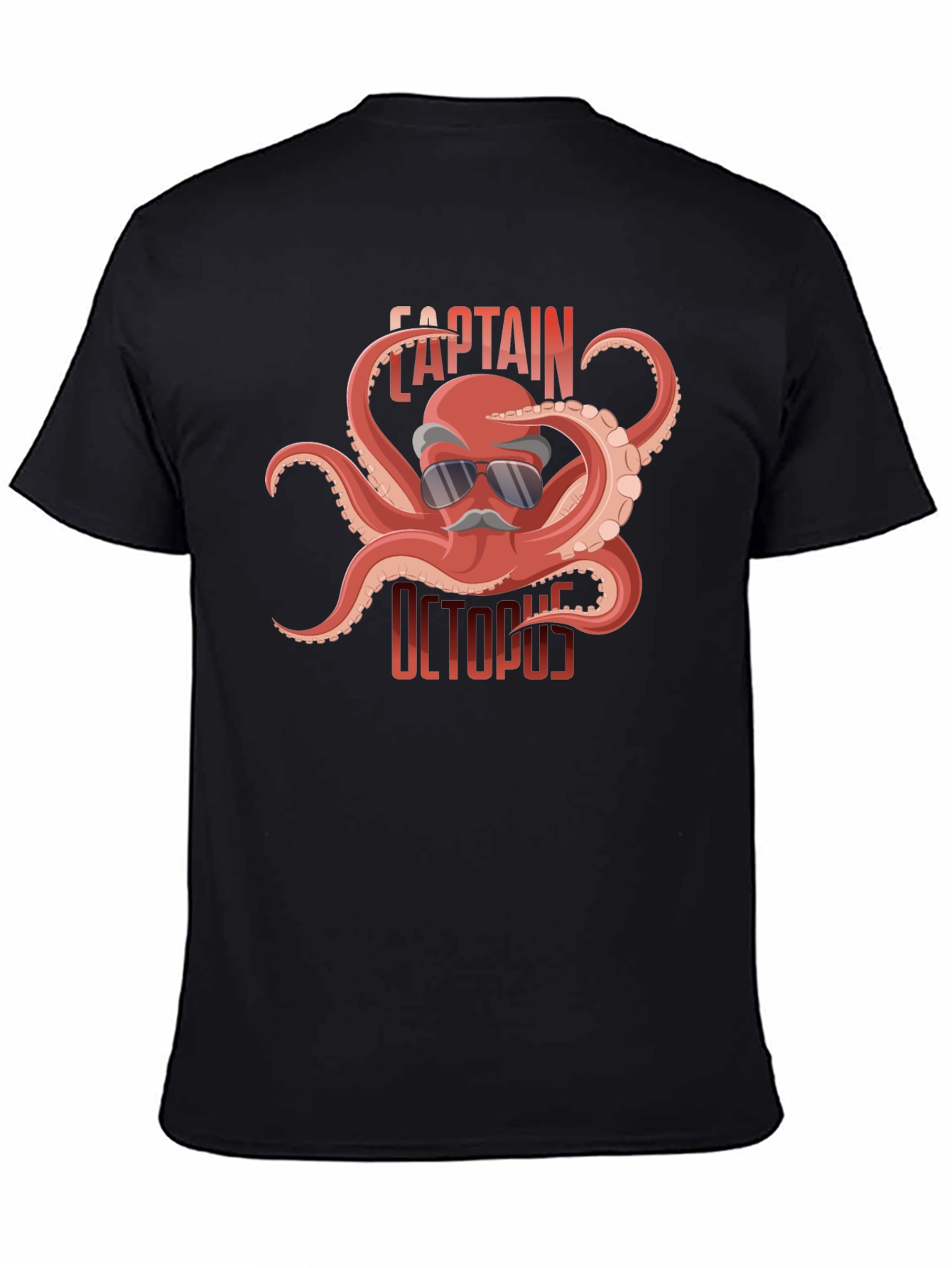 Captain Octopus Graphic Tee - Black Cotton Shirt