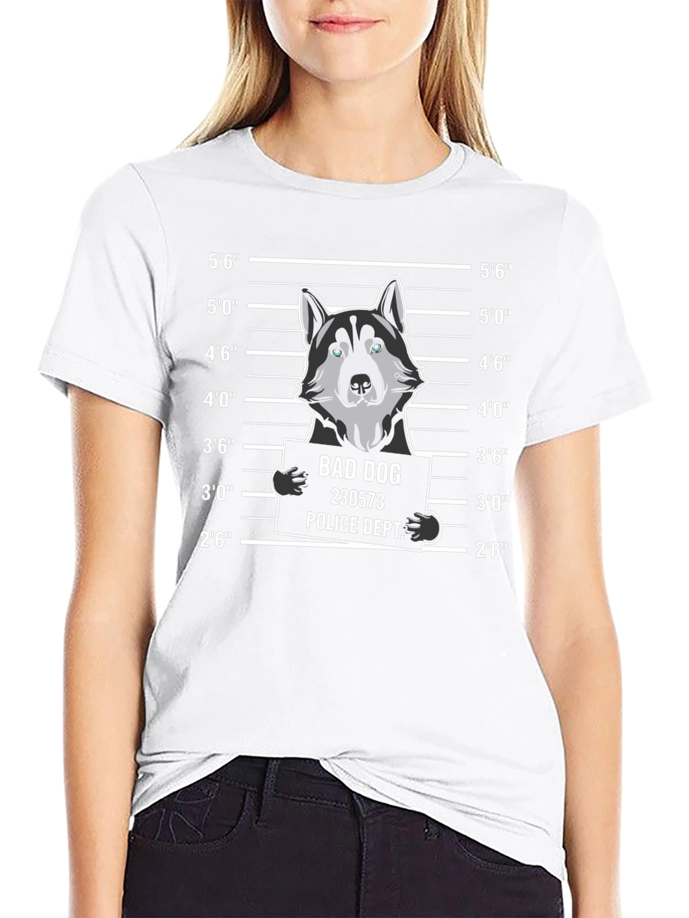 Funny Bad Dog Mugshot Graphic T-Shirt