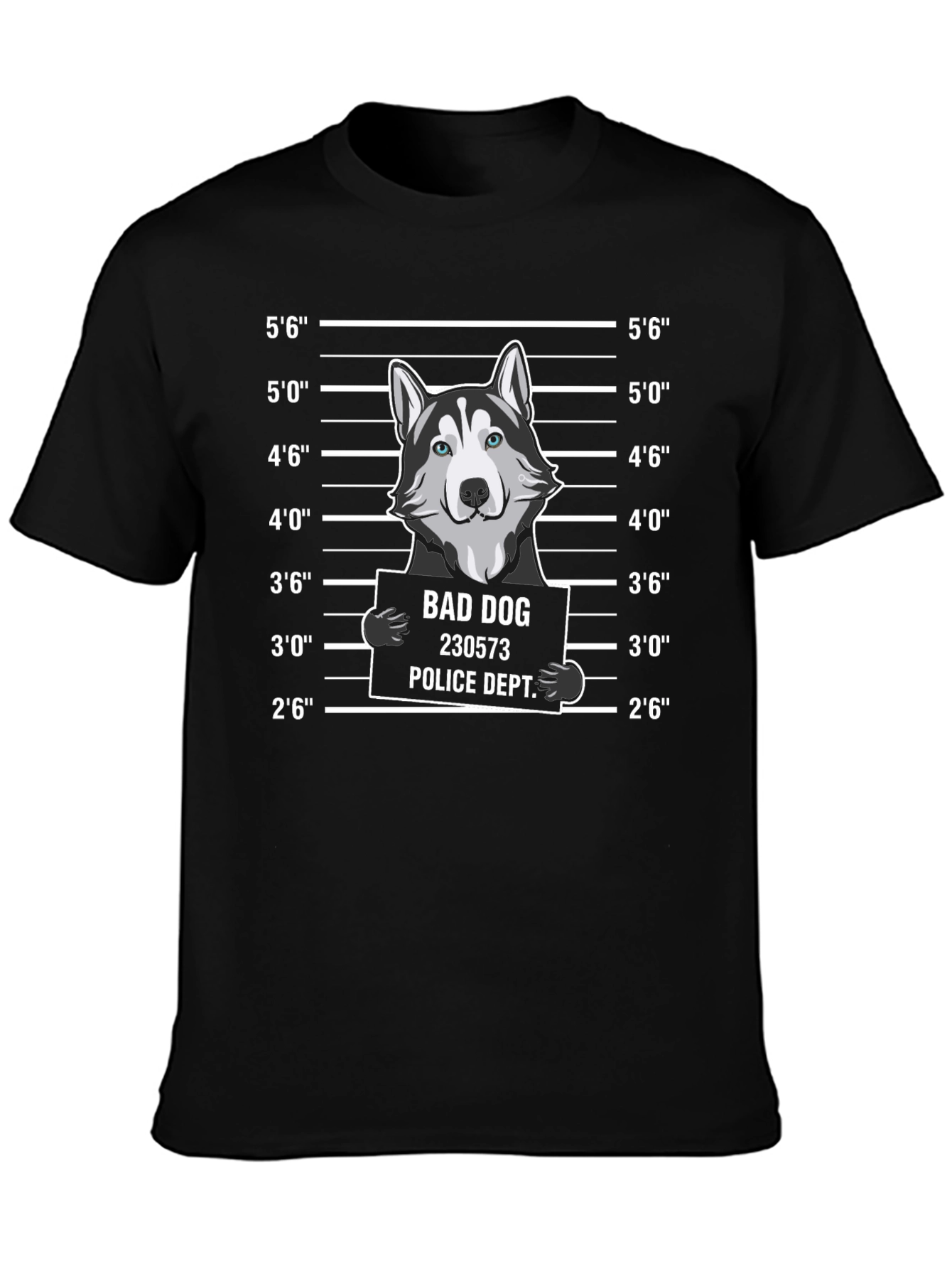 Funny Bad Dog Mugshot Graphic T-Shirt