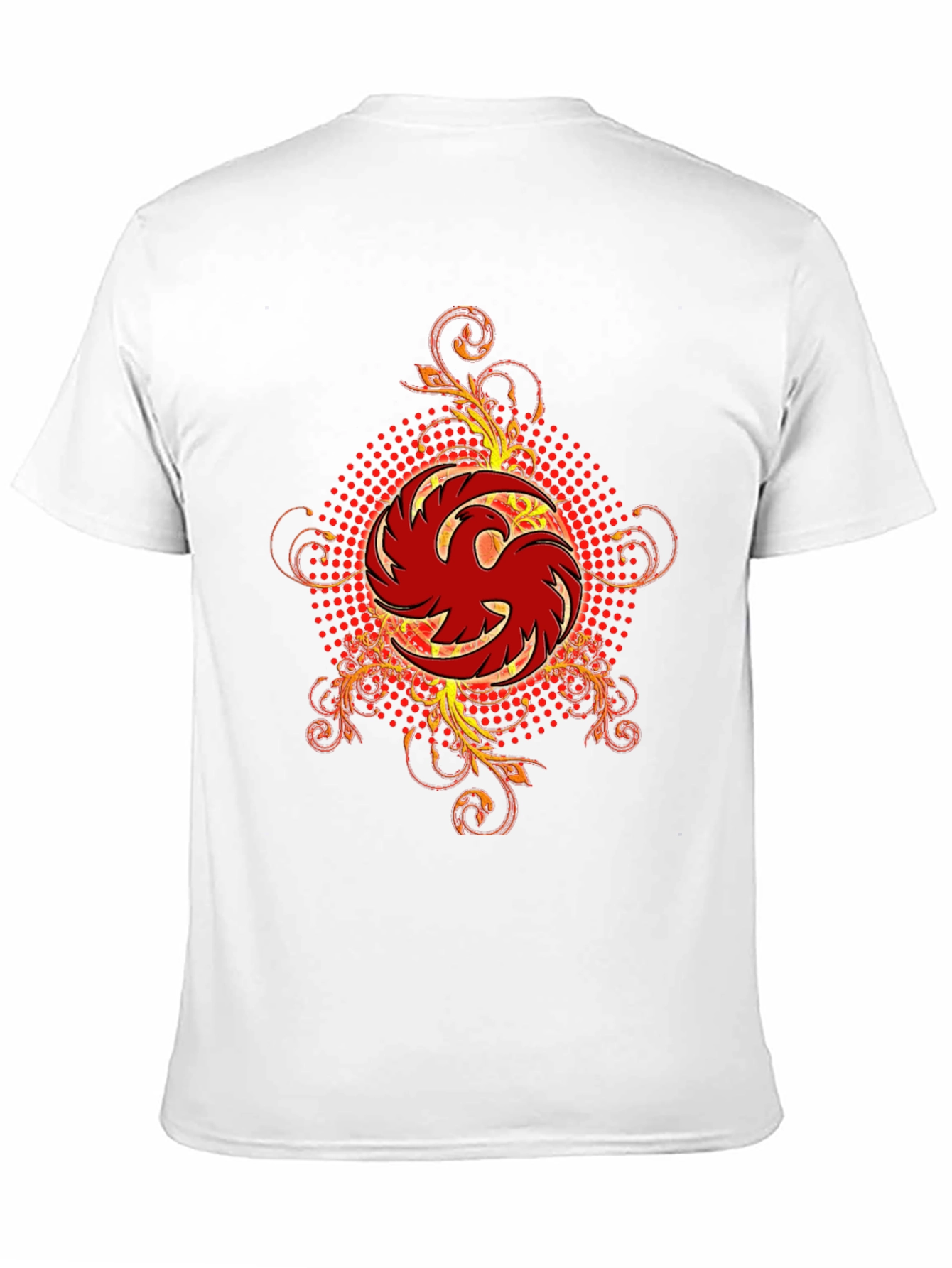 Mens Black T-Shirt with Red Phoenix Graphic