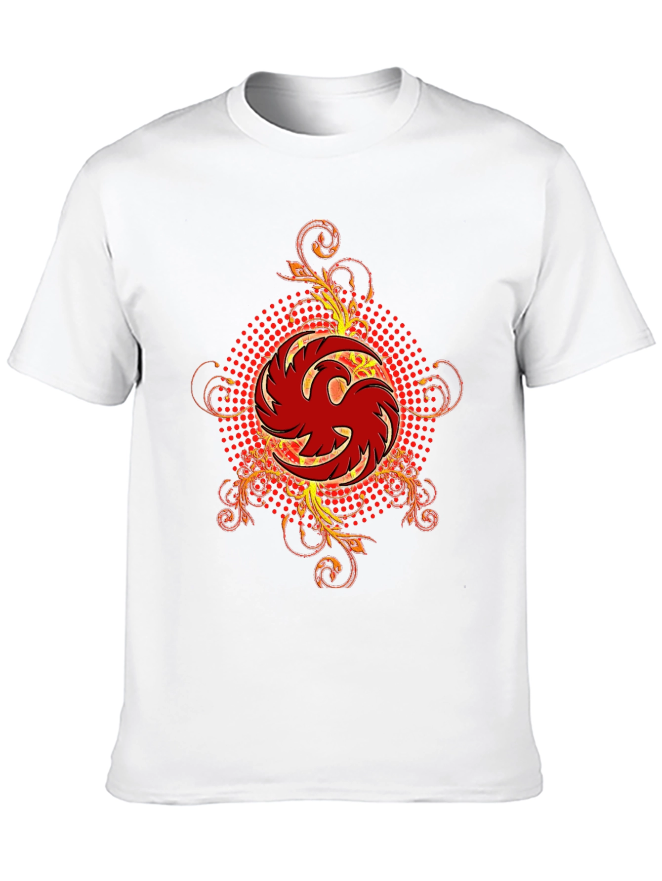 Mens Black T-Shirt with Red Phoenix Graphic