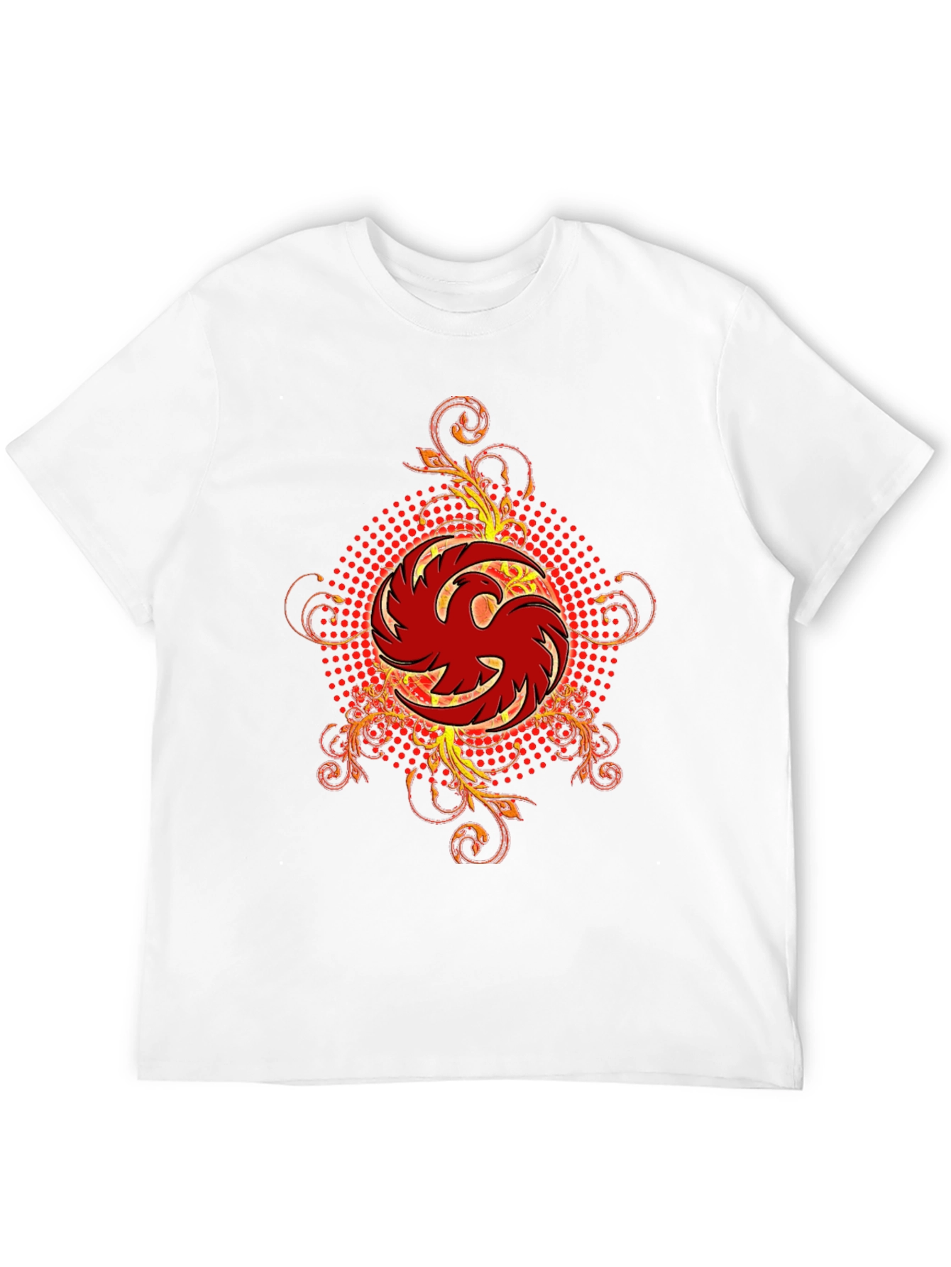 Mens Black T-Shirt with Red Phoenix Graphic