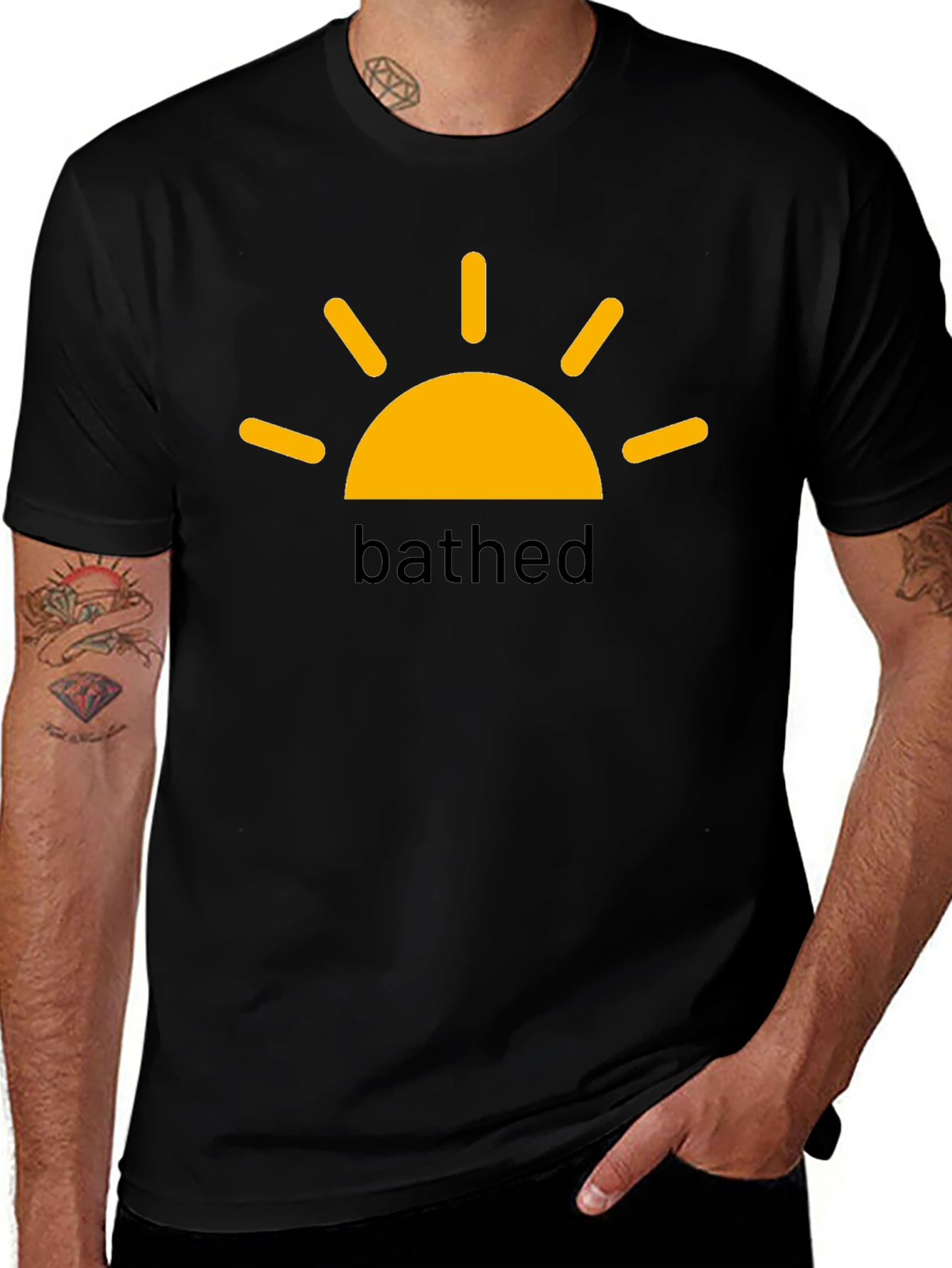 BATHED Sun Graphic Tee -  Black Cotton Comfort