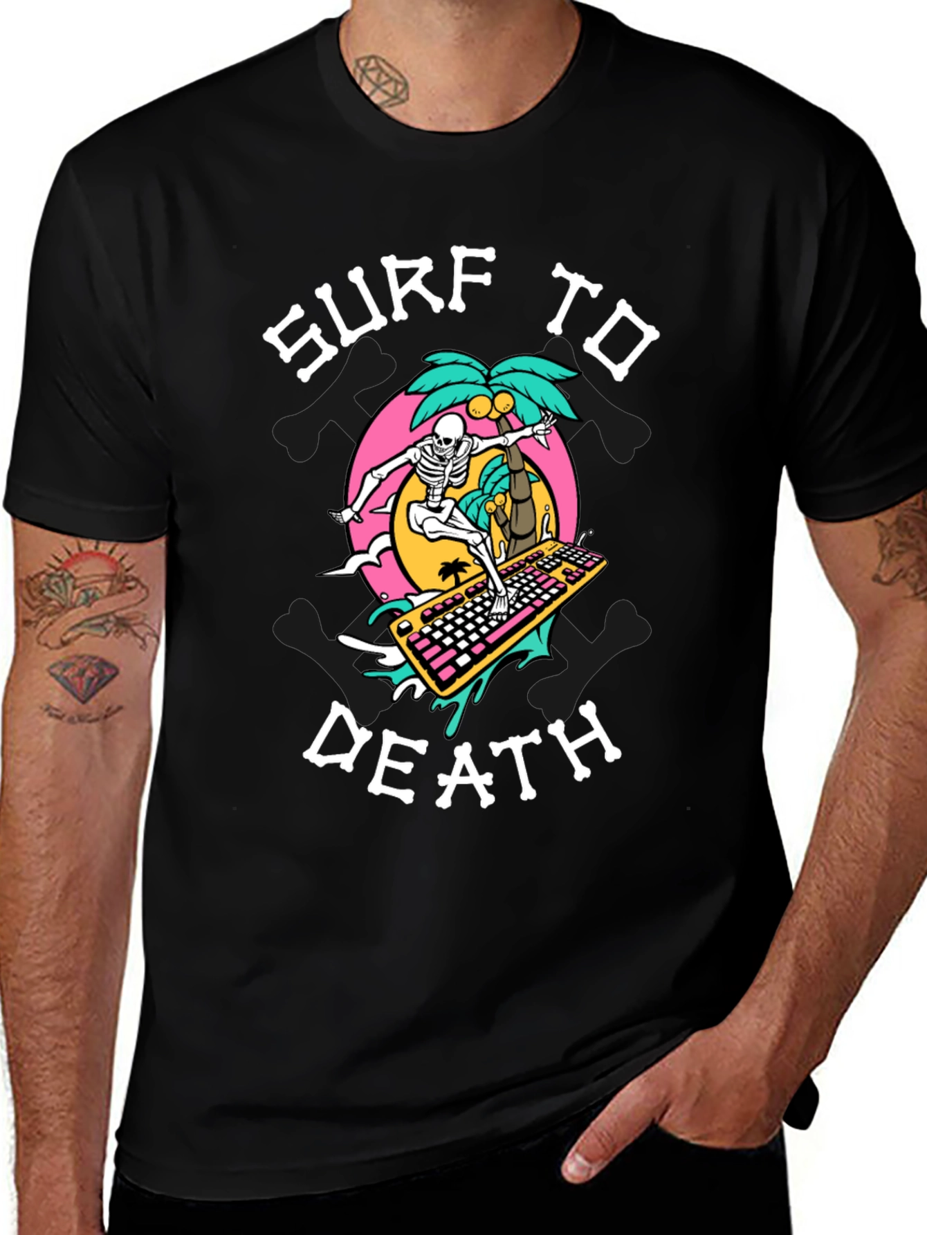 Surf to Death Graphic T-Shirt - Black