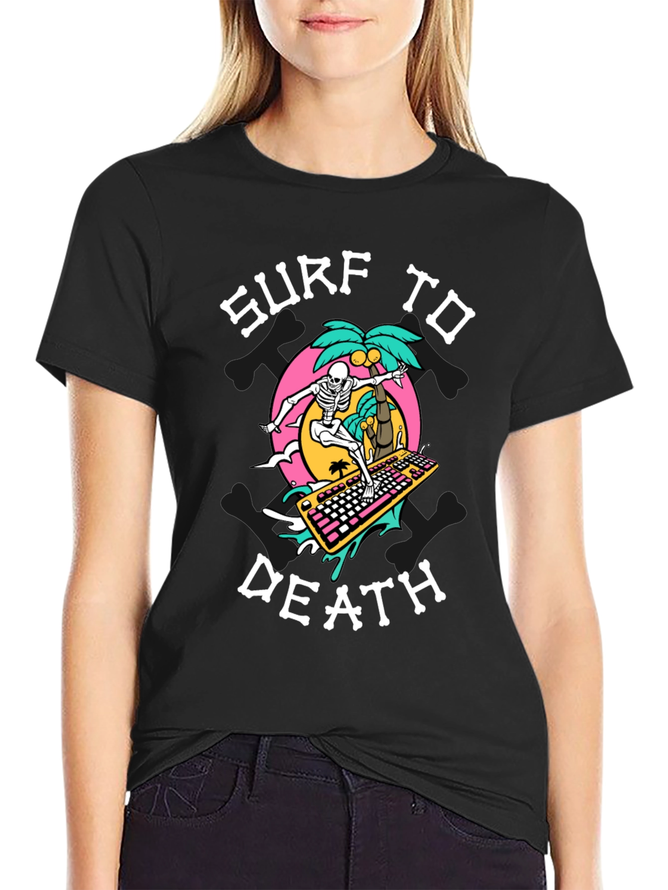 Surf to Death Graphic T-Shirt - Black