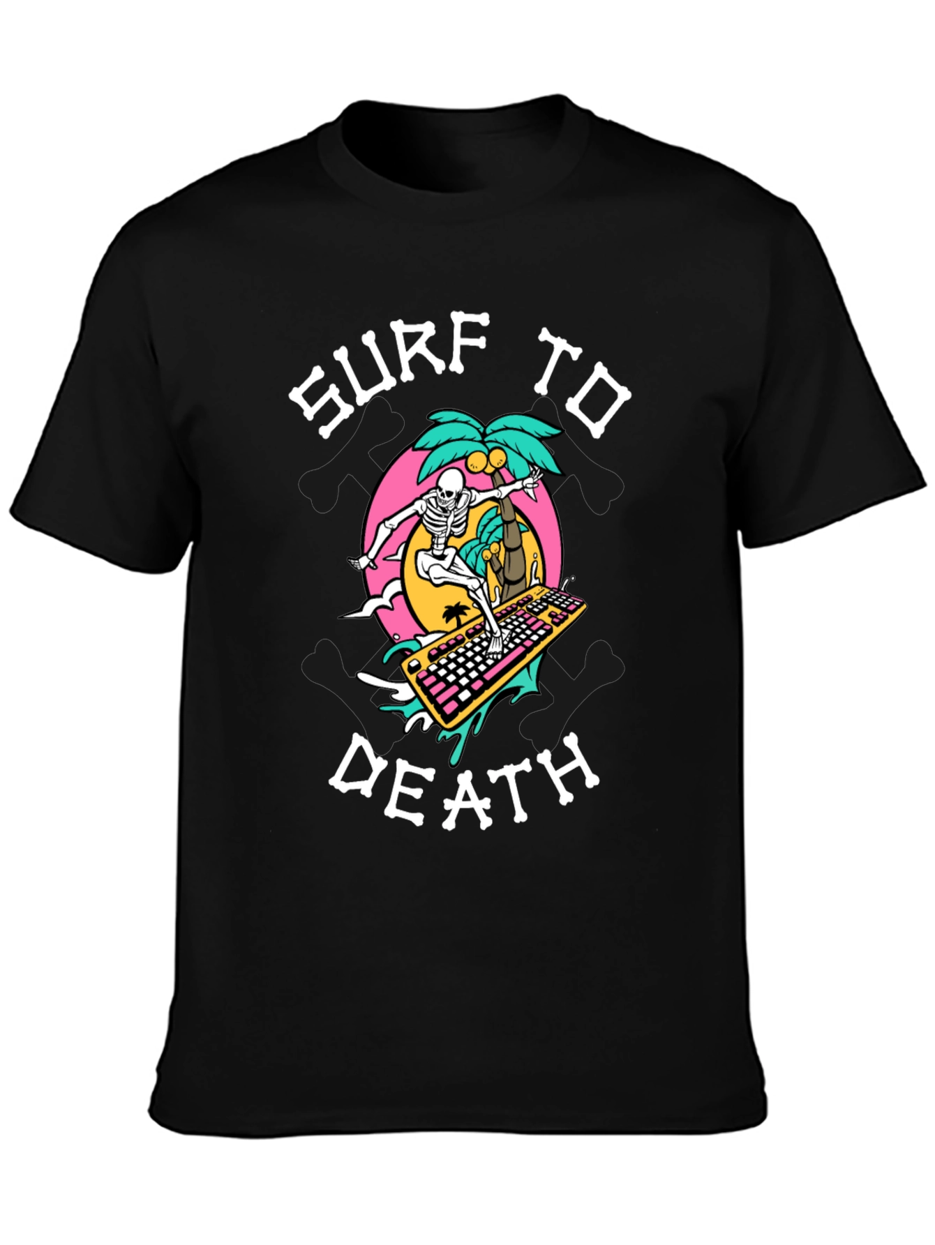 Surf to Death Graphic T-Shirt - Black