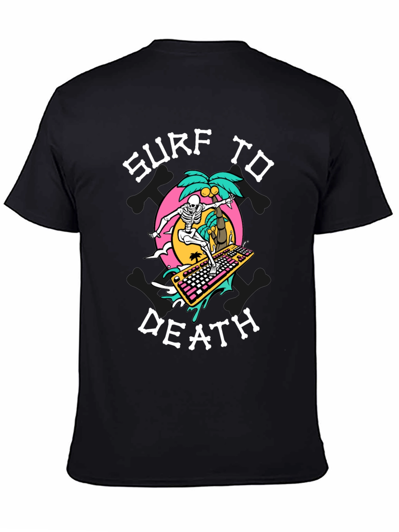Surf to Death Graphic T-Shirt - Black