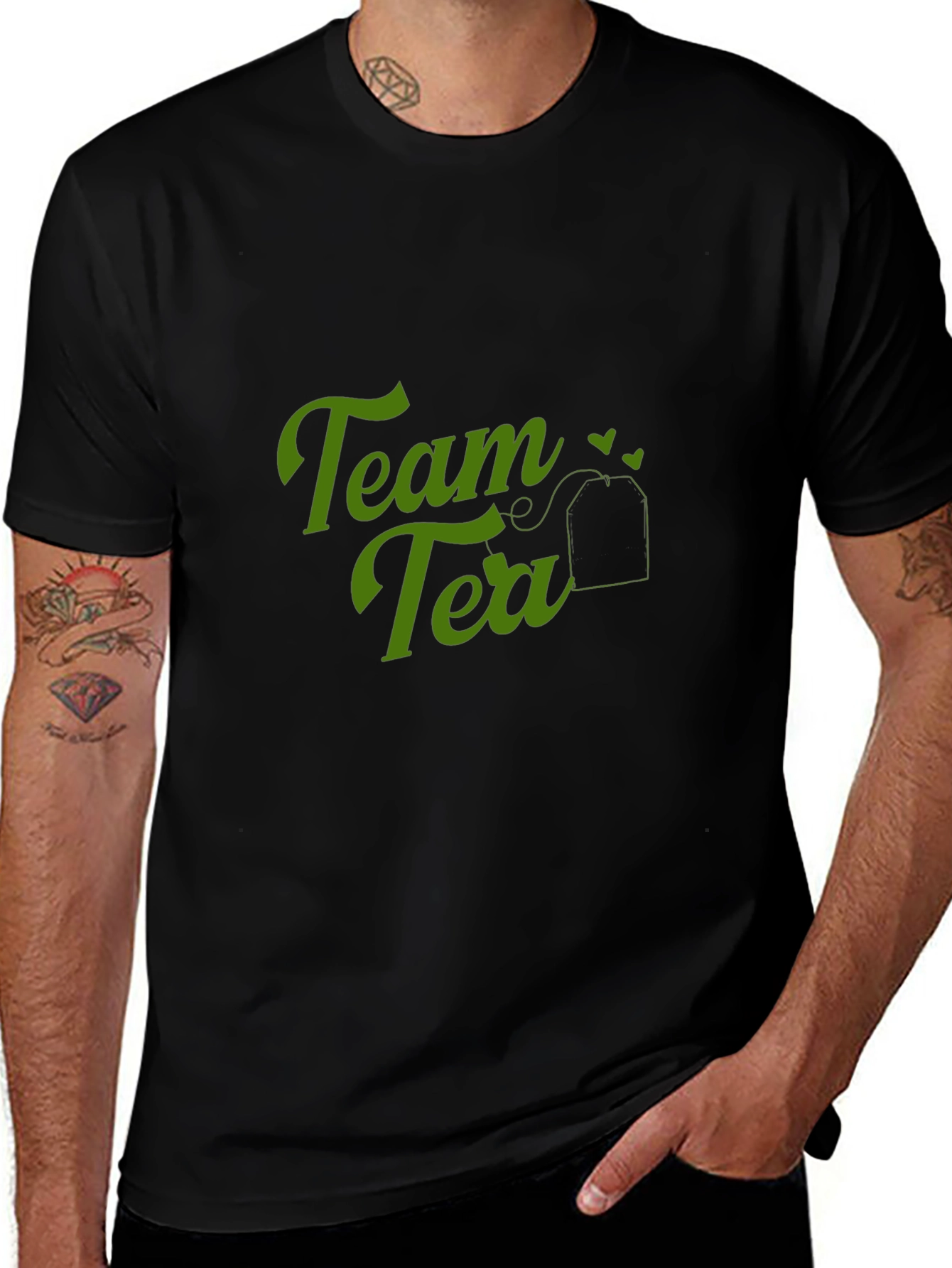 Team Tea T-Shirt - Black Crew Neck Soft Tee