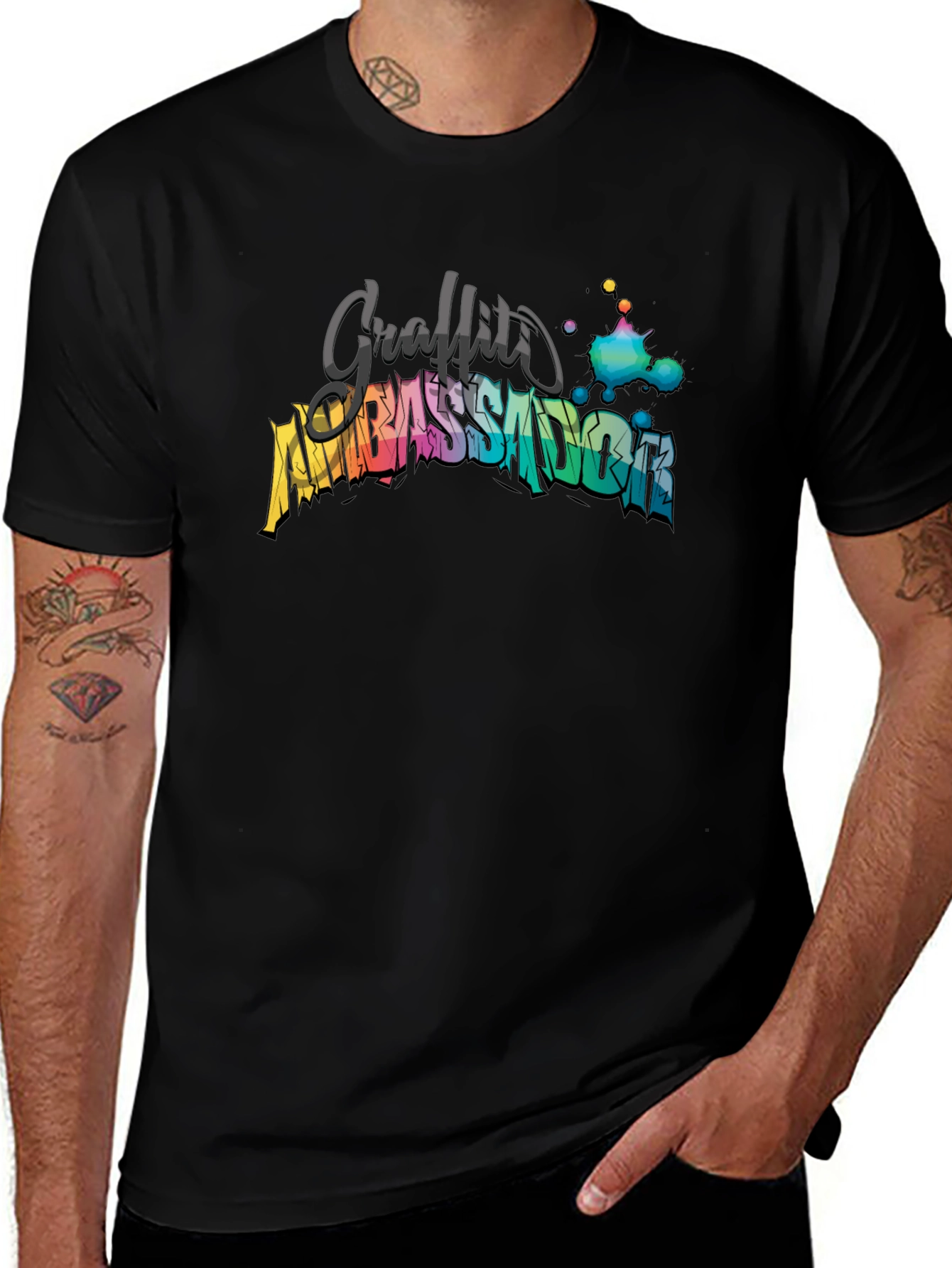Graffiti Ambassador Graphic Tee - Stylish Black T-Shirt