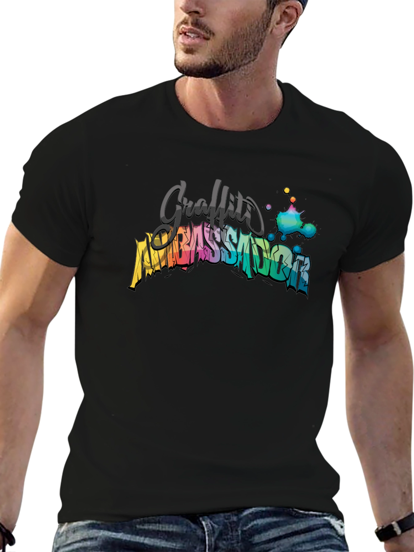 Graffiti Ambassador Graphic Tee - Stylish Black T-Shirt