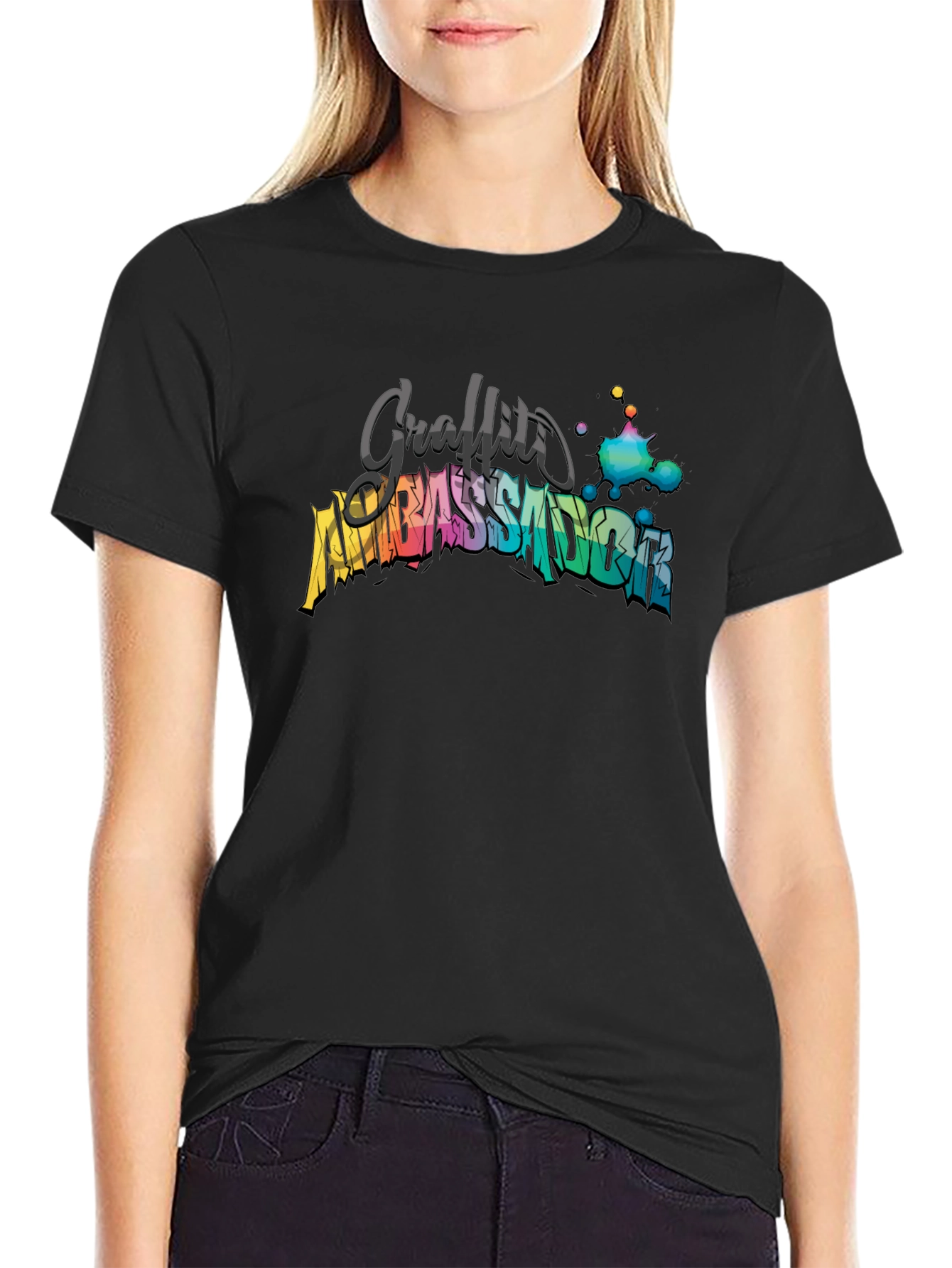 Graffiti Ambassador Graphic Tee - Stylish Black T-Shirt