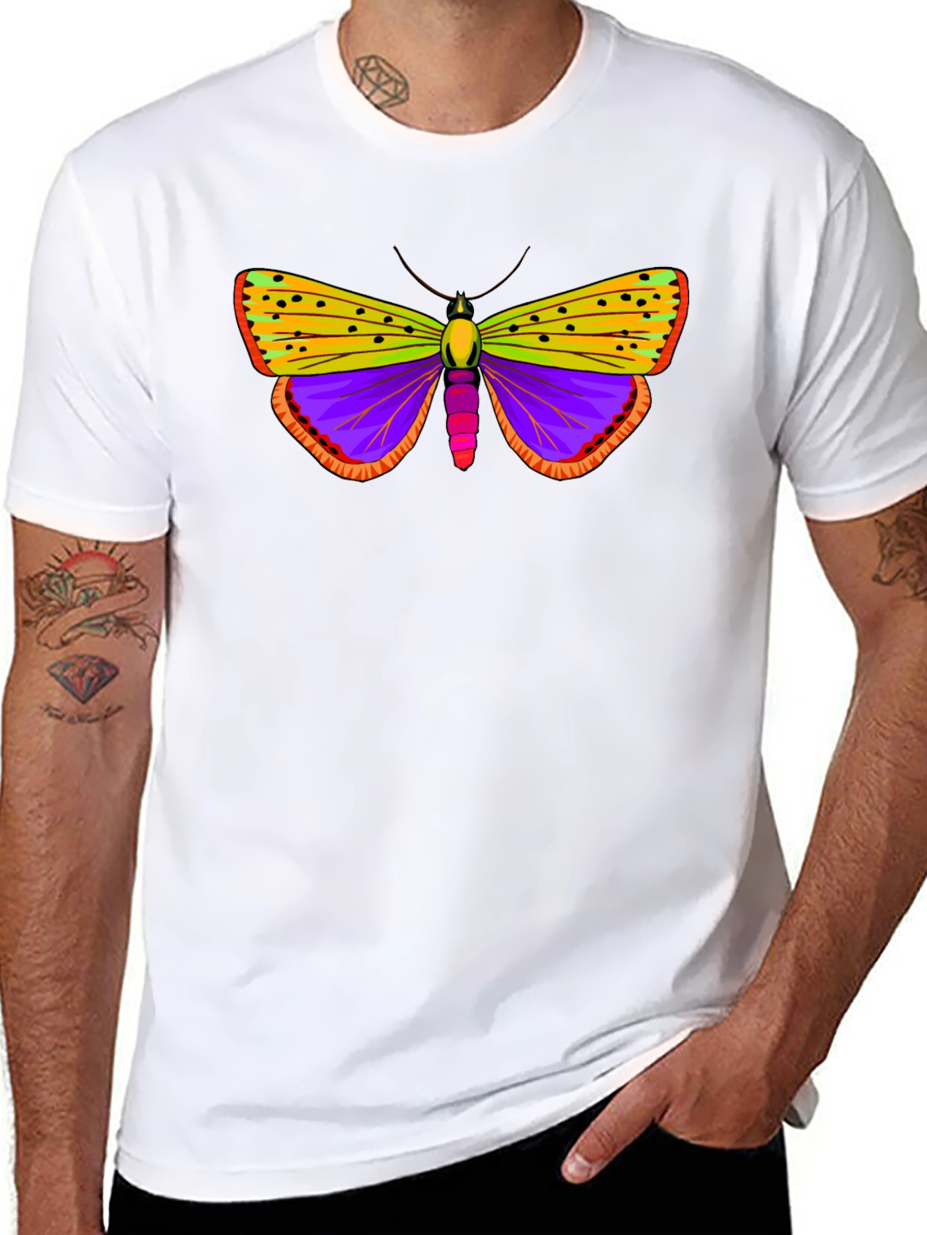 Butterfly Graphic Tee - Black Cotton T-Shirt