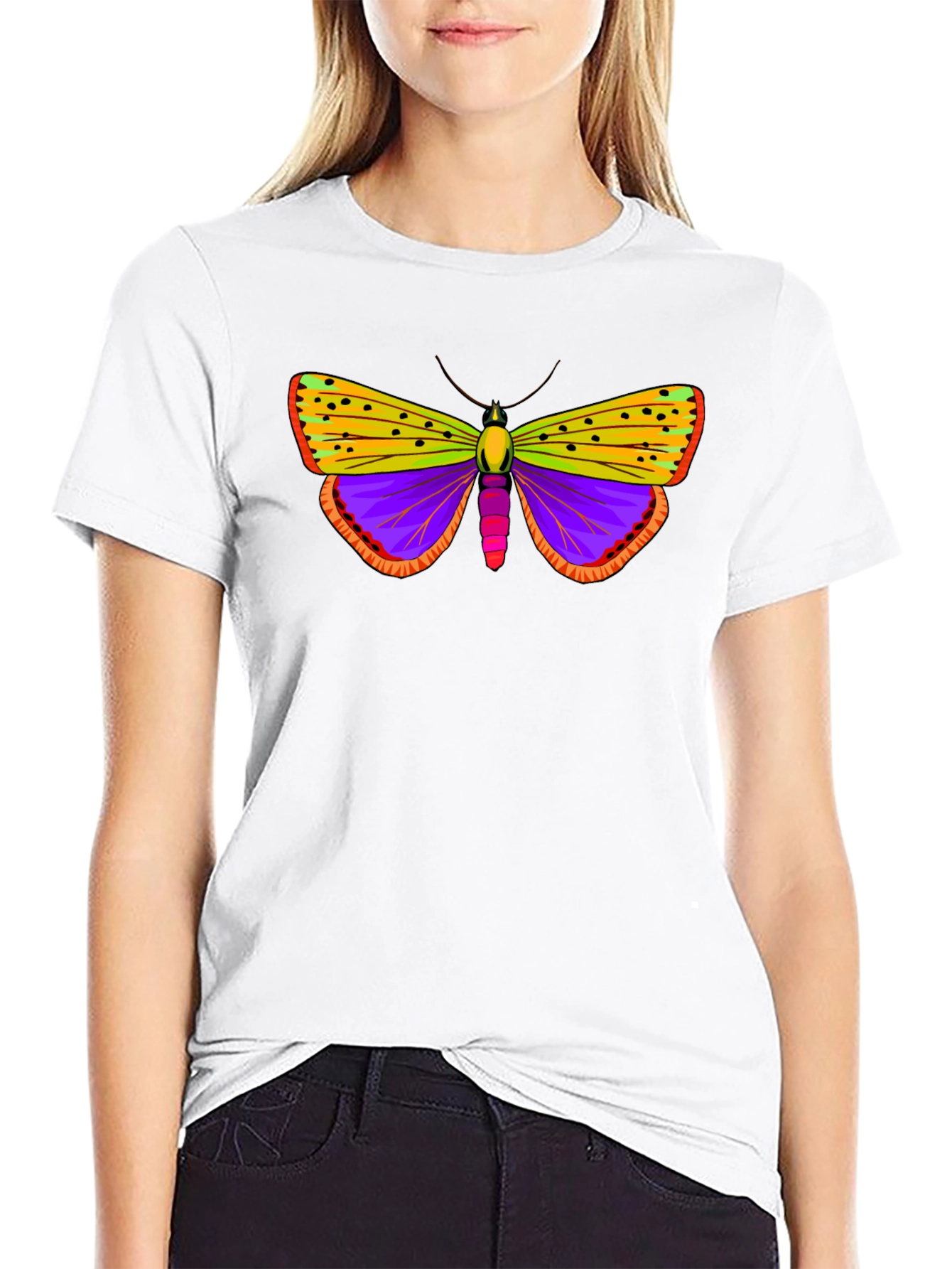 Butterfly Graphic Tee - Black Cotton T-Shirt