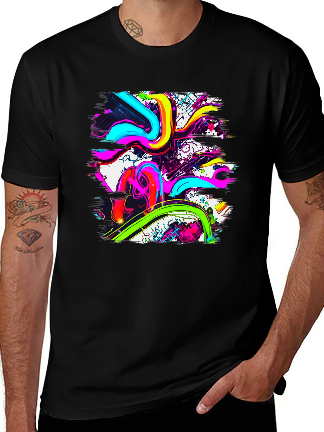 Vibrant Abstract Graphic Print T-Shirt