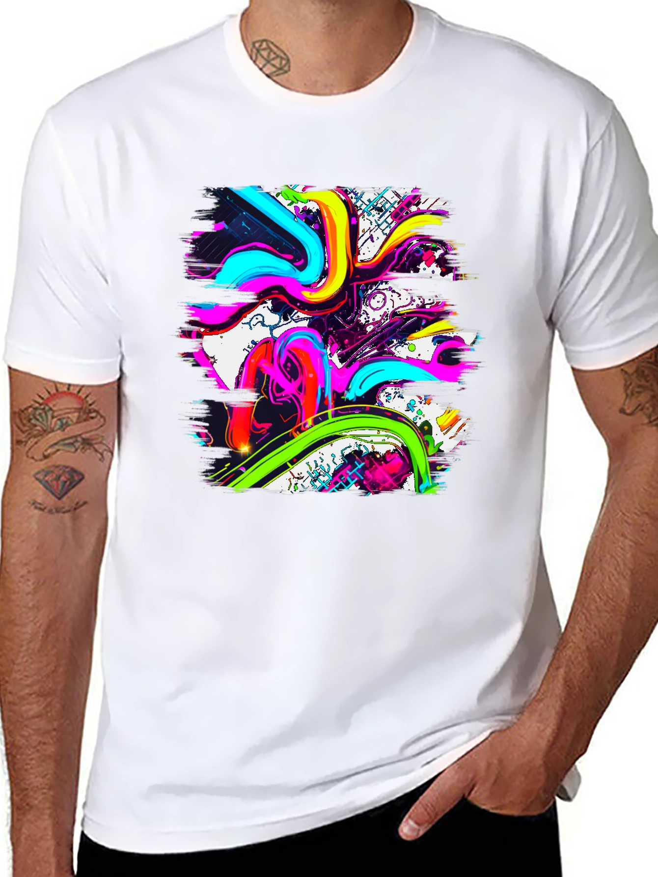 Vibrant Abstract Graphic Print T-Shirt