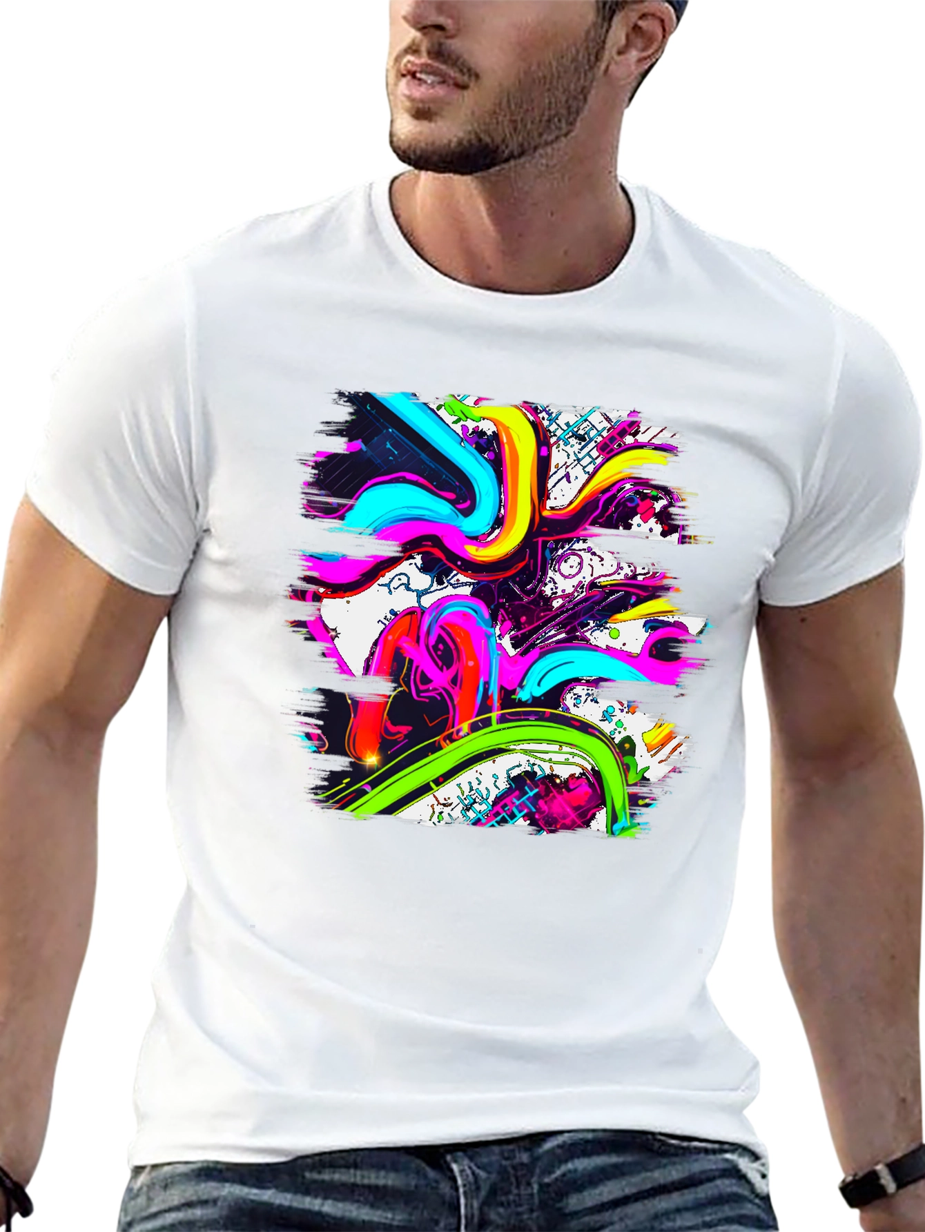 Vibrant Abstract Graphic Print T-Shirt