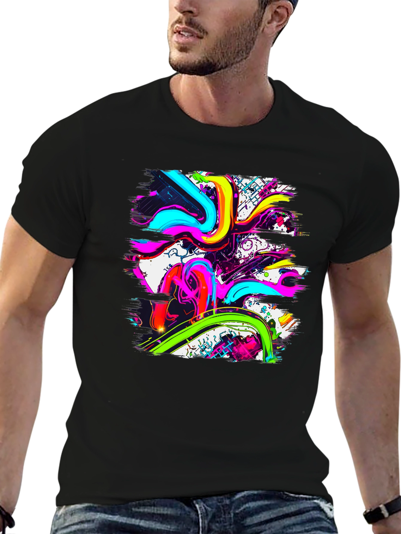 Vibrant Abstract Graphic Print T-Shirt