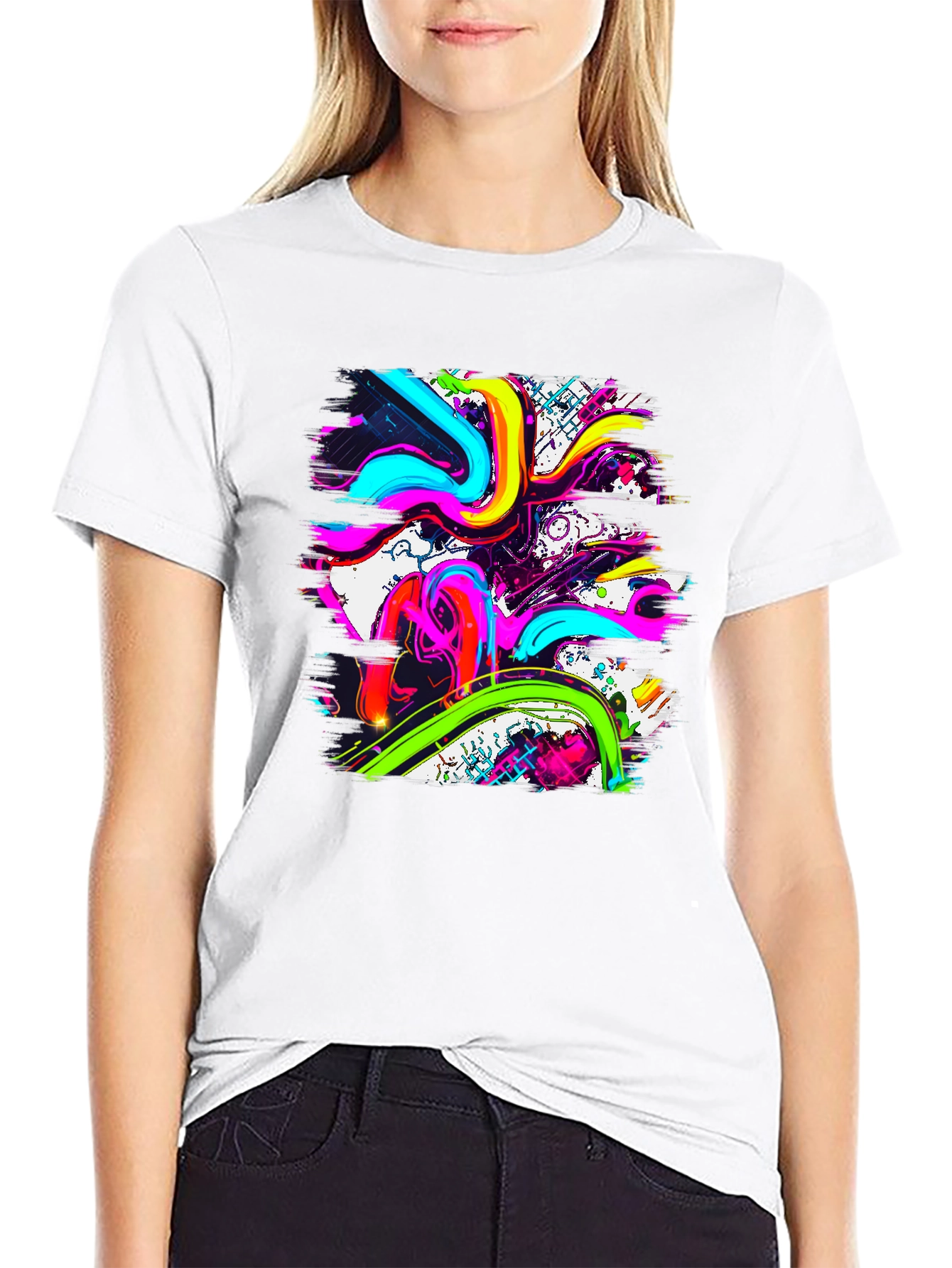 Vibrant Abstract Graphic Print T-Shirt