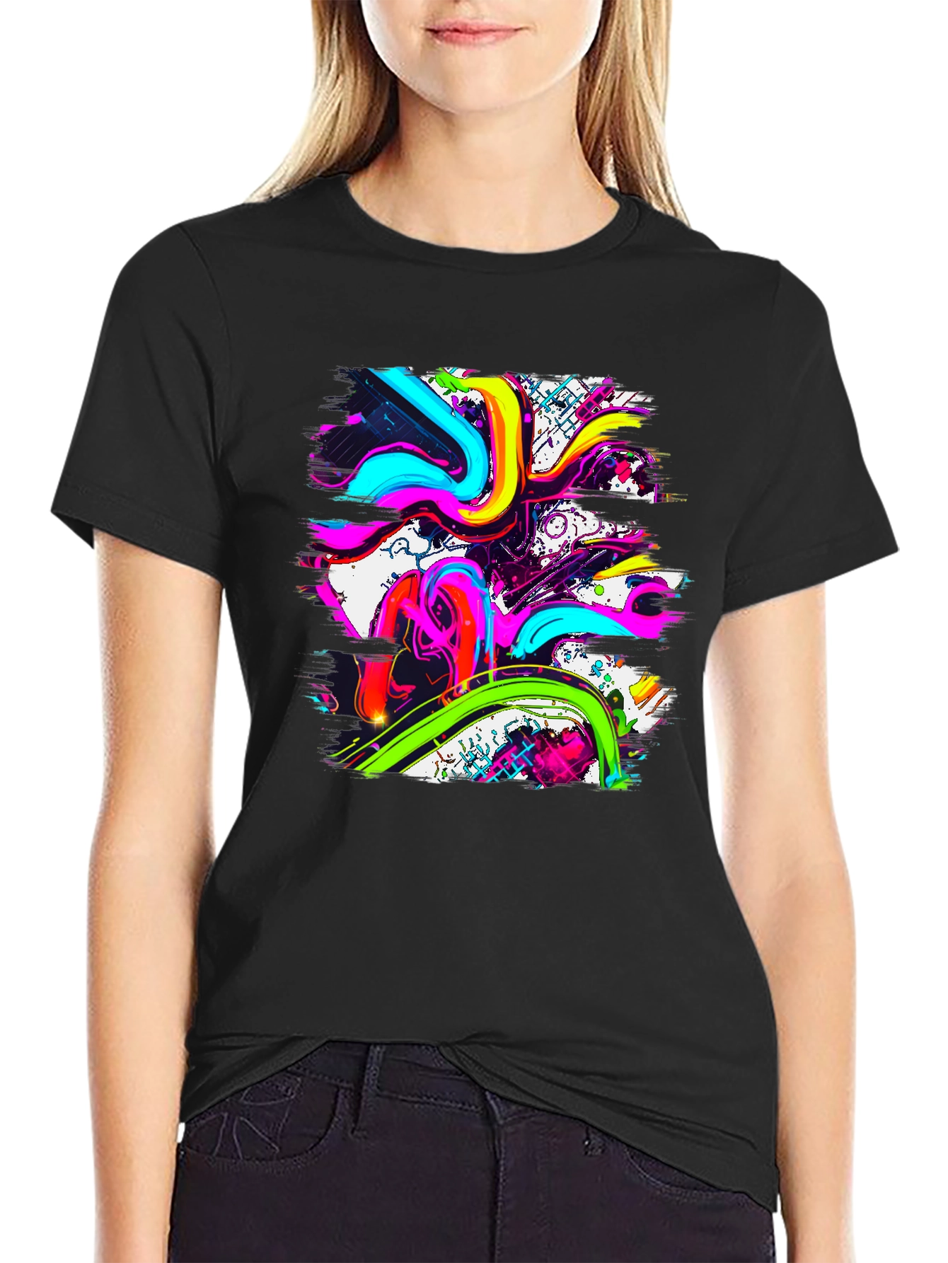 Vibrant Abstract Graphic Print T-Shirt