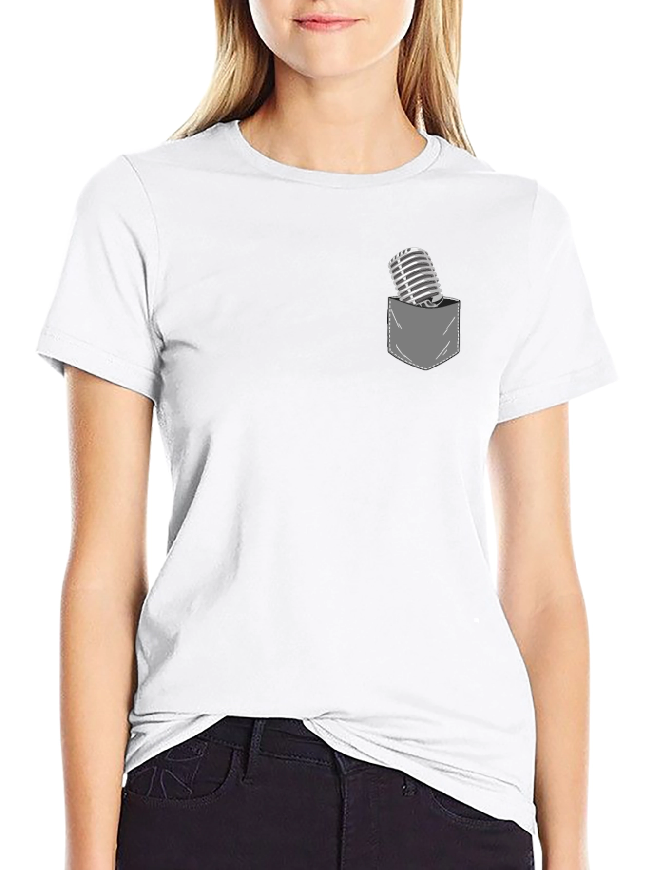 Retro Mic Pocket Tee - Stylish Graphic T-Shirt