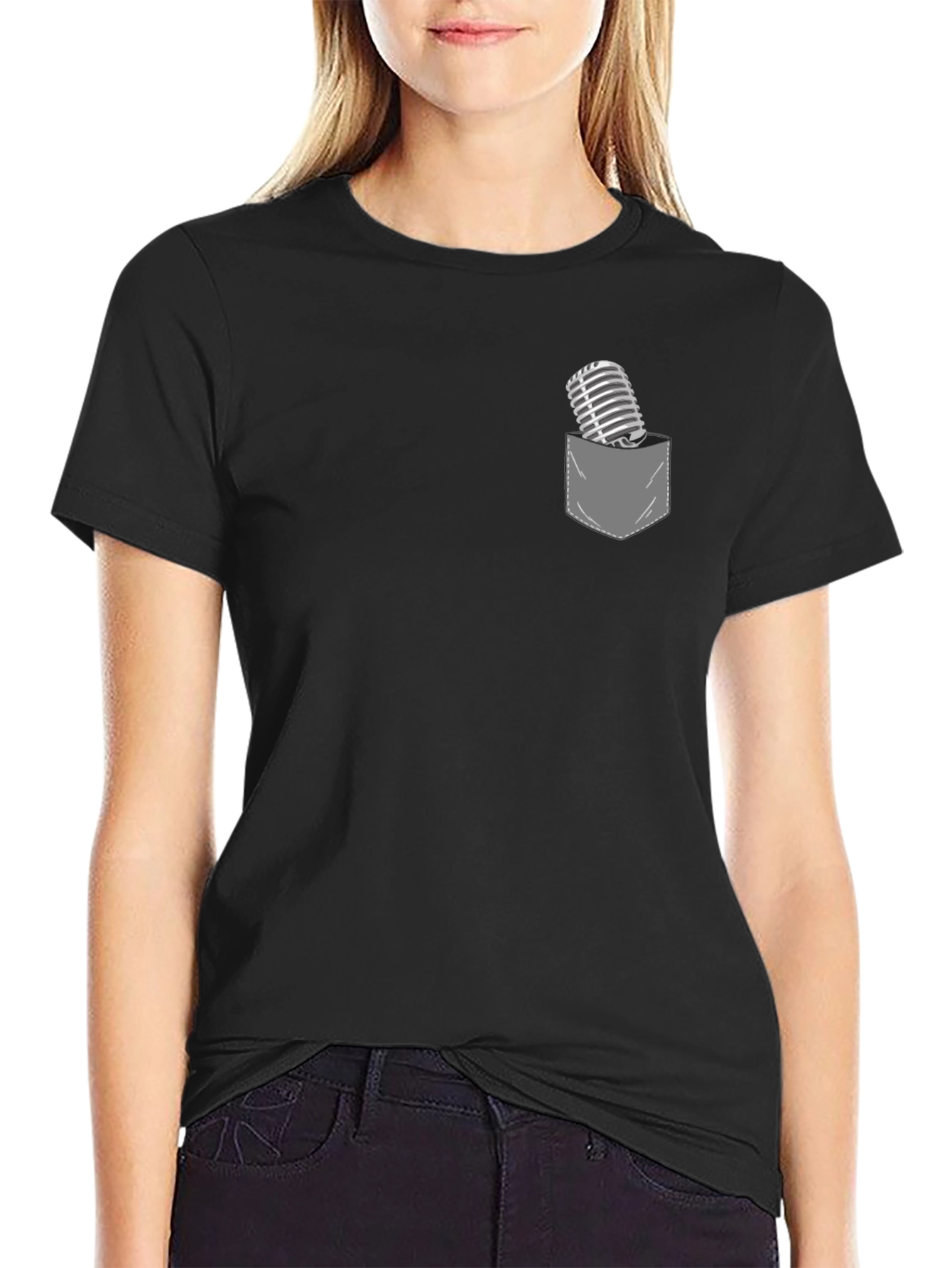 Retro Mic Pocket Tee - Stylish Graphic T-Shirt