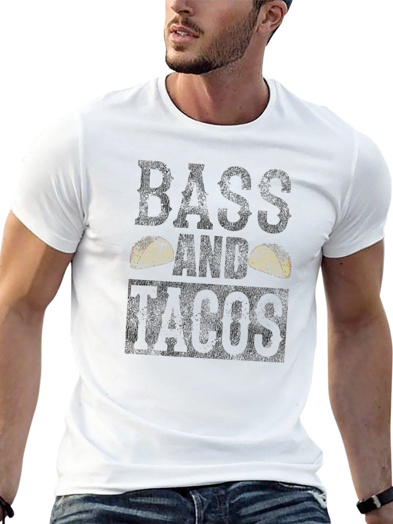 Bass and Tacos Funny Graphic T-Shirt