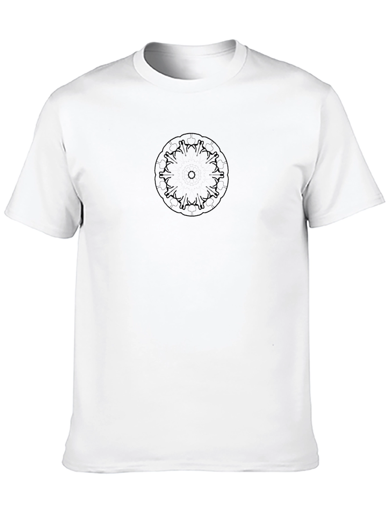 Modern Mandala Print Black Crew Neck T-Shirt