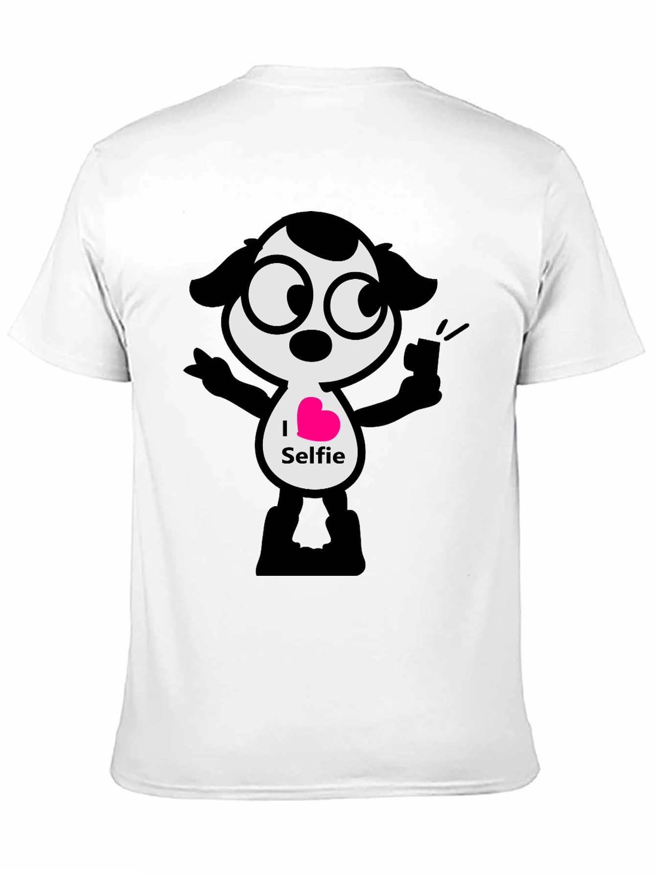 I Heart Selfie Black T-Shirt - Cartoon Design