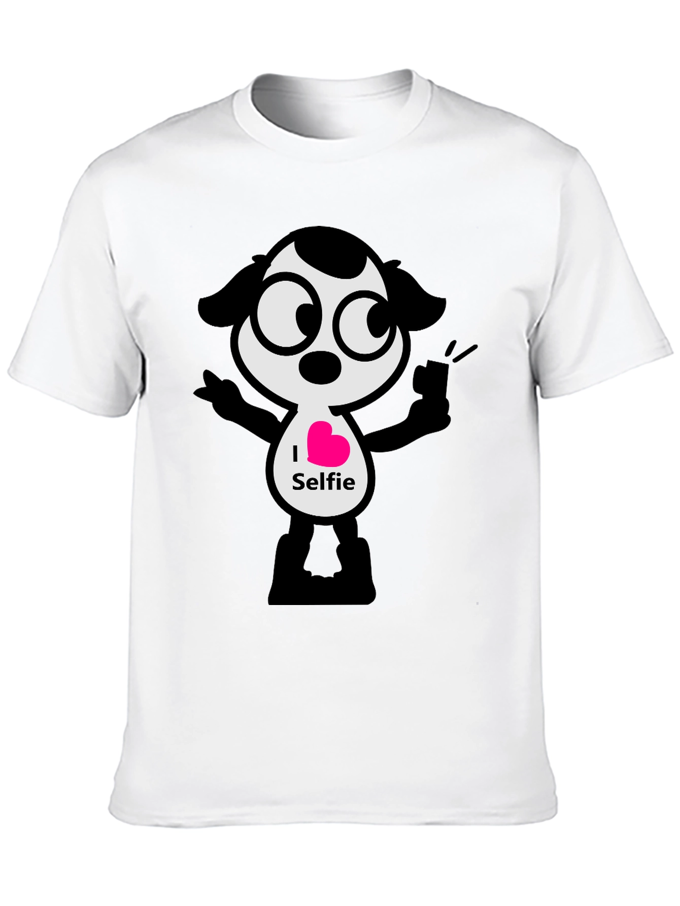 I Heart Selfie Black T-Shirt - Cartoon Design
