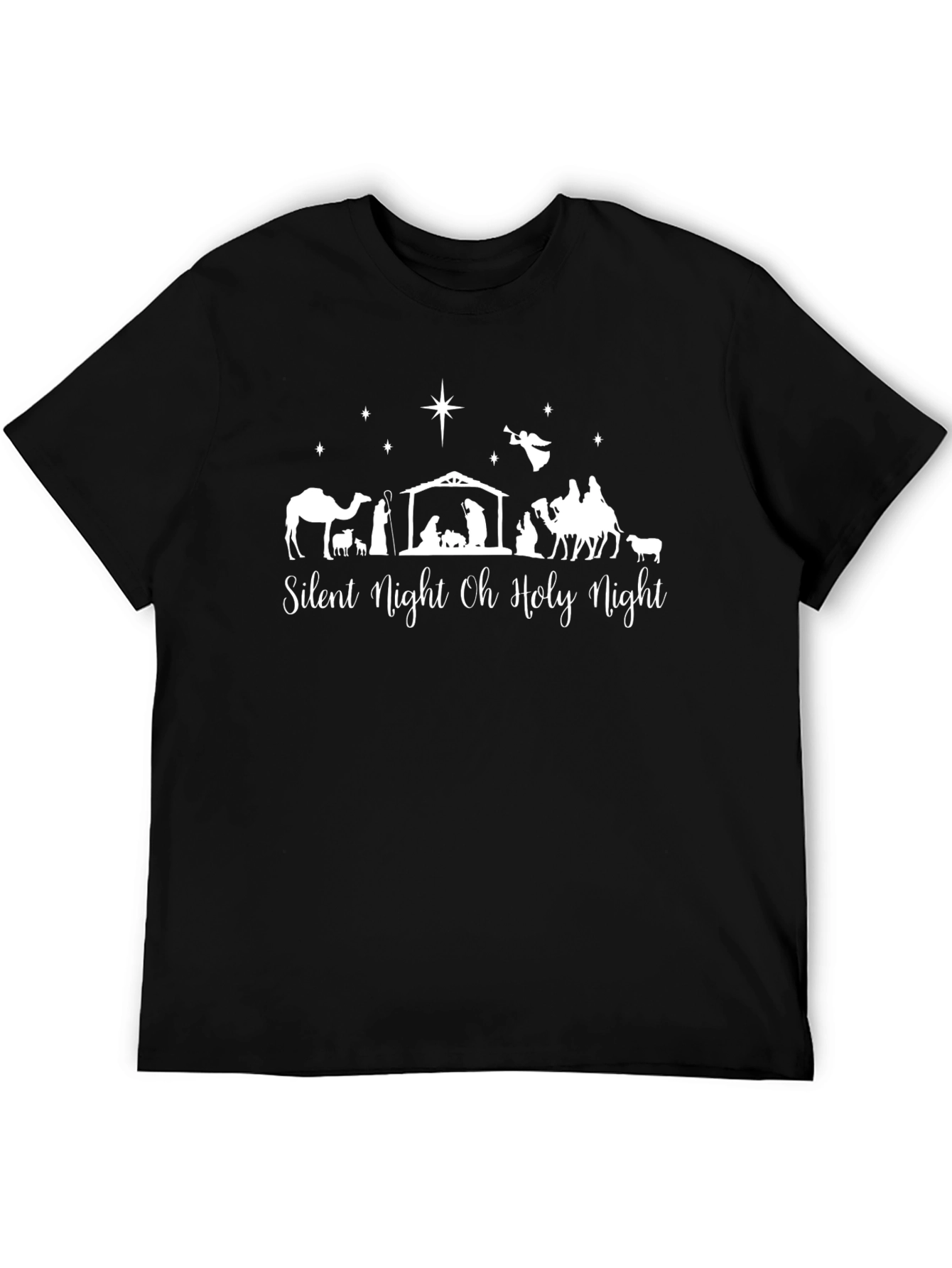 Silent Night Graphic T-Shirt - Christmas Nativity Scene Tee