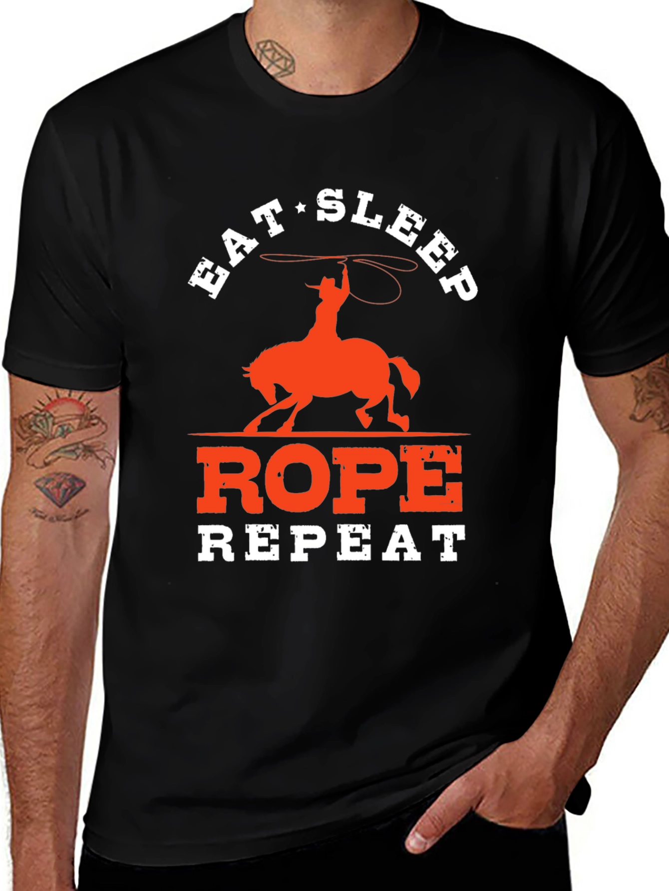 Eat Sleep Rope Repeat Cowboy Graphic Tee