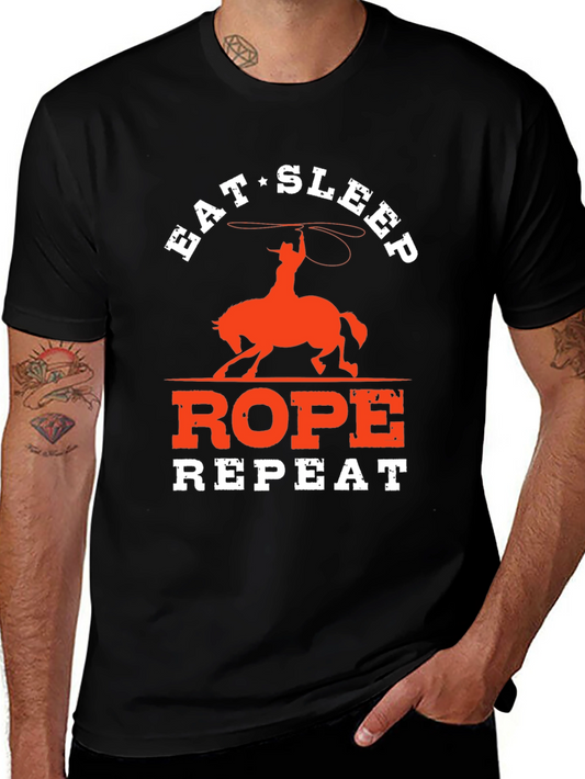 Eat Sleep Rope Repeat Cowboy Graphic Tee