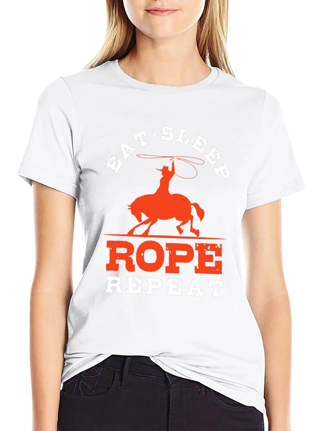 Eat Sleep Rope Repeat Cowboy Graphic Tee