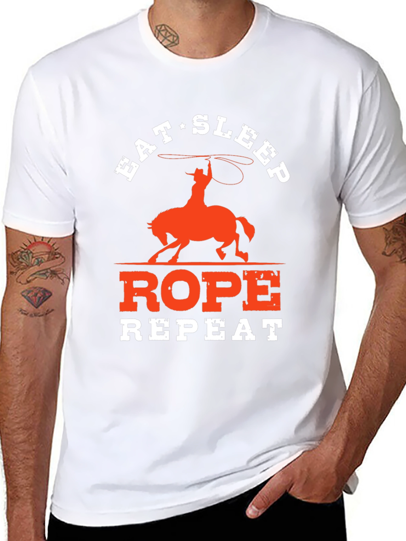 Eat Sleep Rope Repeat Cowboy Graphic Tee
