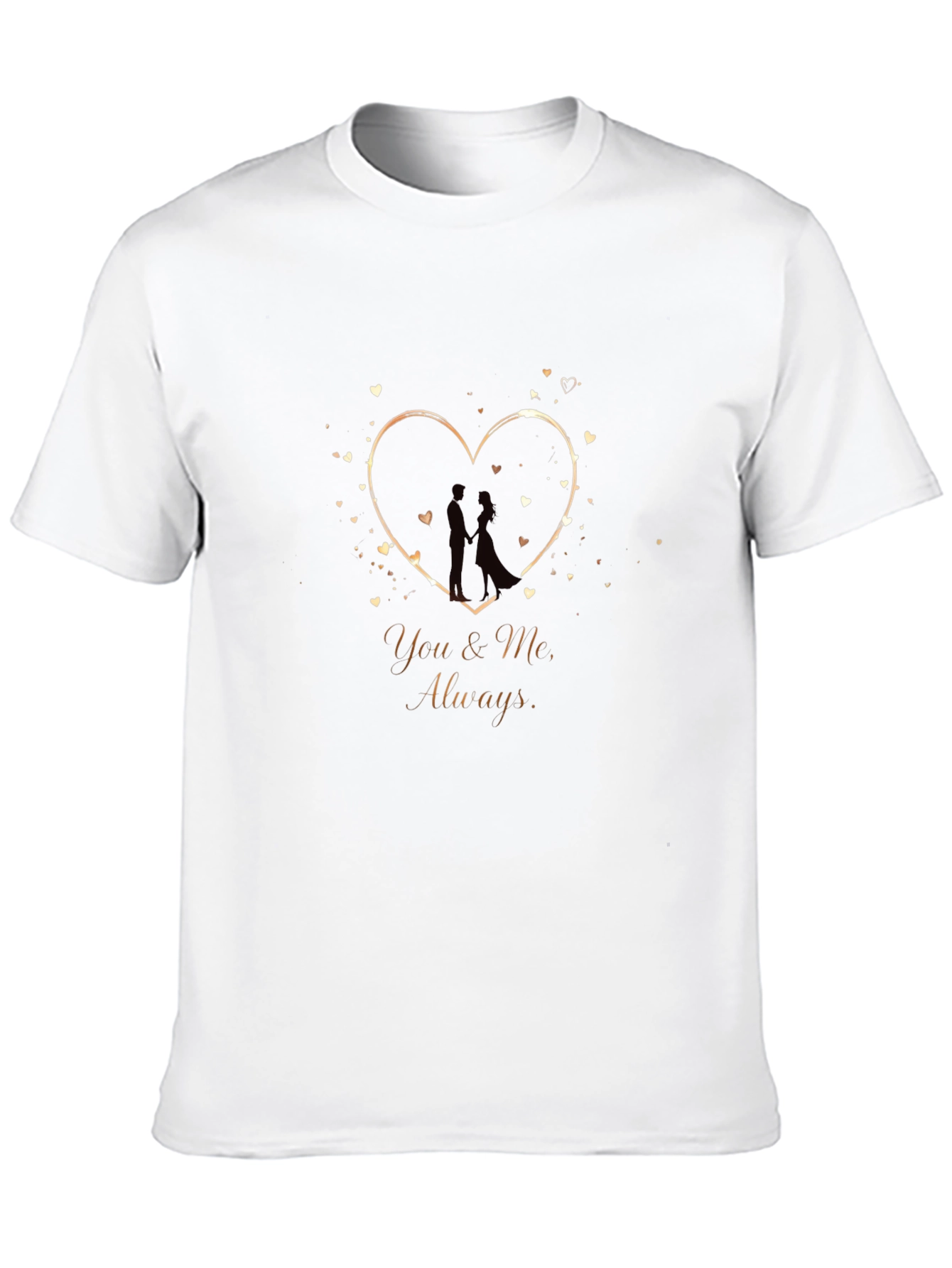 Romantic You & Me Heart Graphic Black T-Shirt