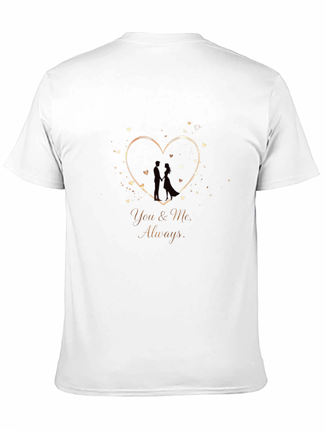 Romantic You & Me Heart Graphic Black T-Shirt
