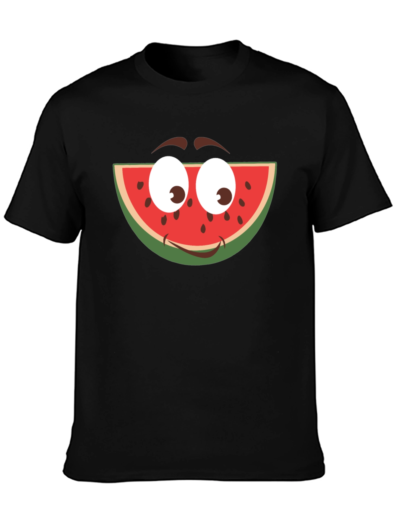 Funny Watermelon Face Graphic T-Shirt - Black
