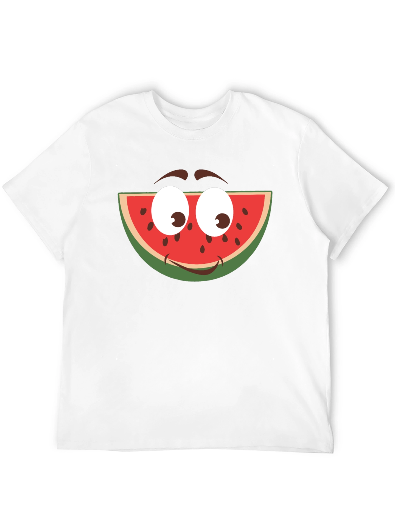 Funny Watermelon Face Graphic T-Shirt - Black