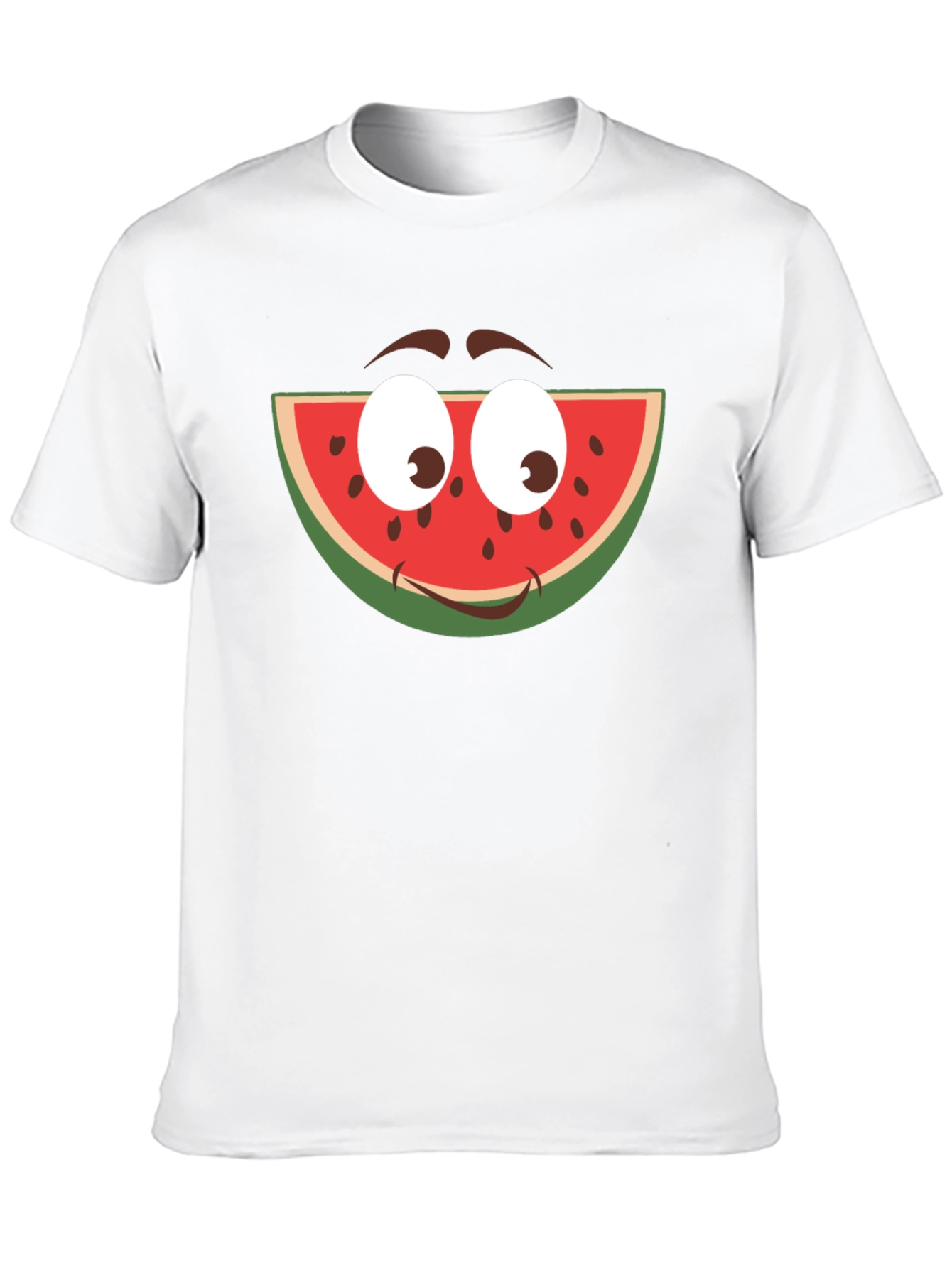 Funny Watermelon Face Graphic T-Shirt - Black
