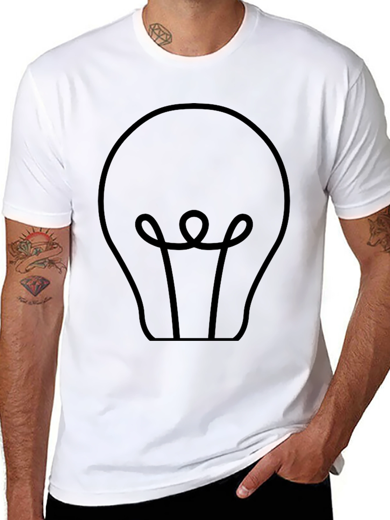 Black T-Shirt with Light Bulb Graphic