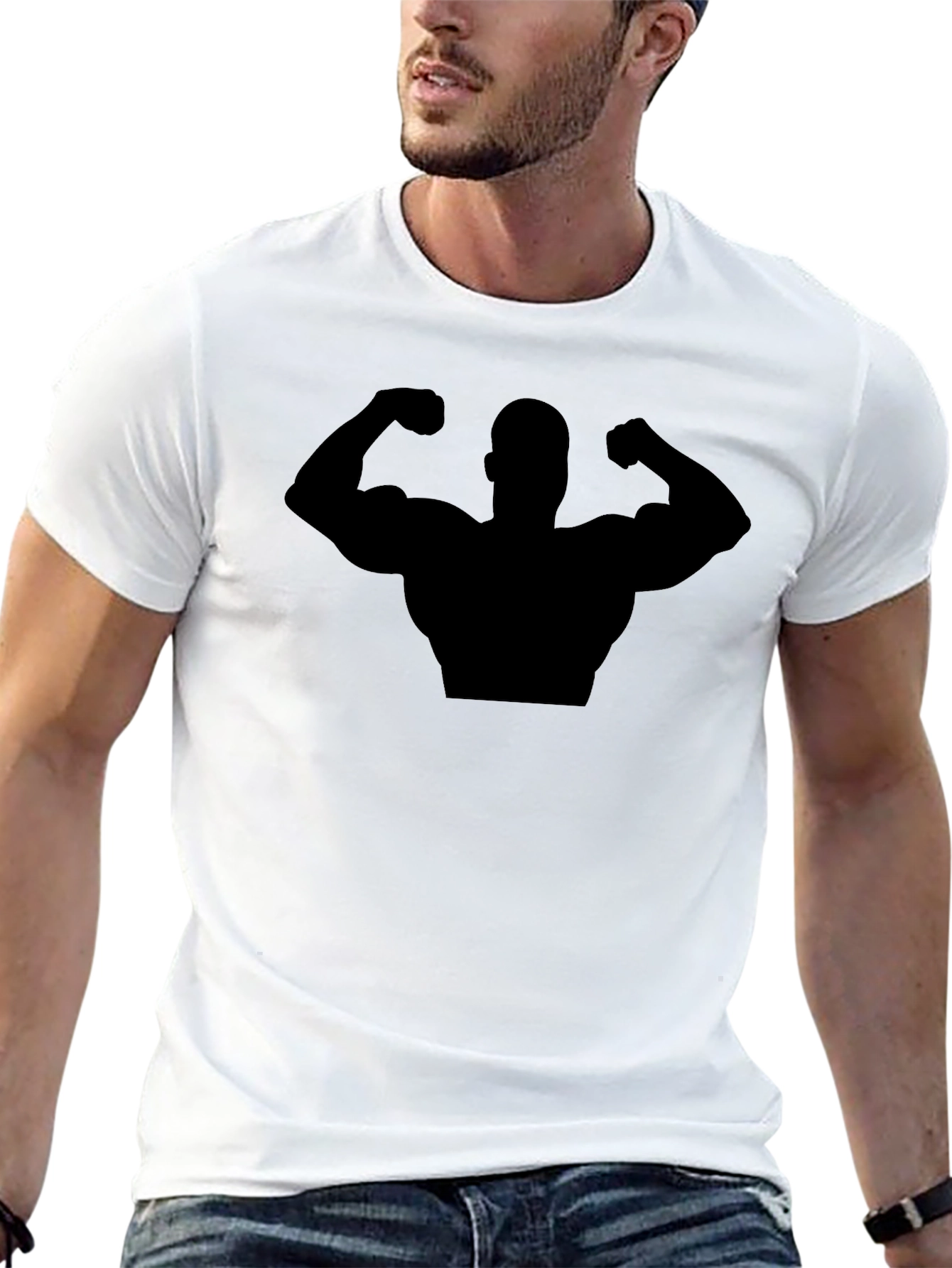 Bodybuilder Graphic Tee - Black Cotton Gym Shirt