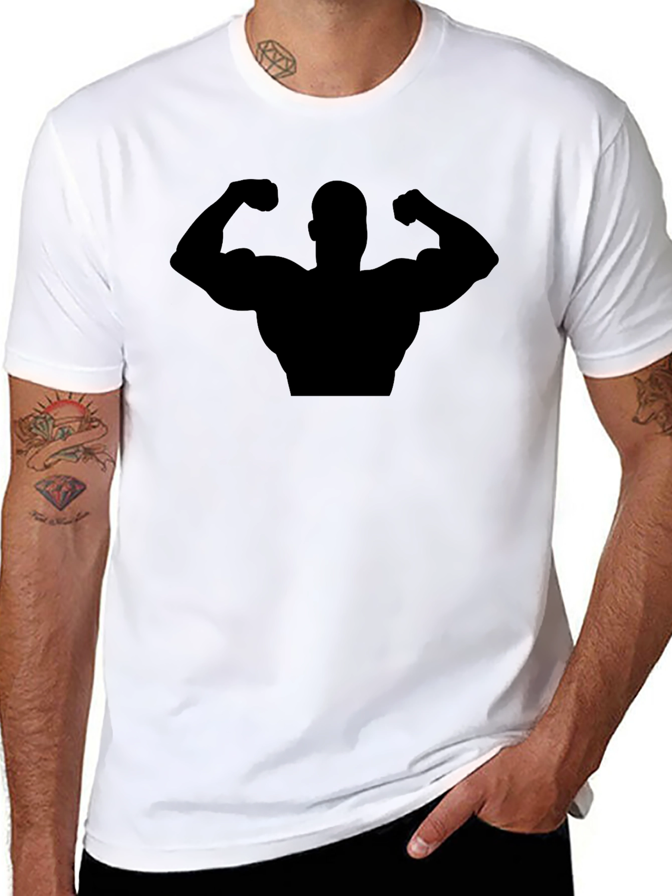 Bodybuilder Graphic Tee - Black Cotton Gym Shirt