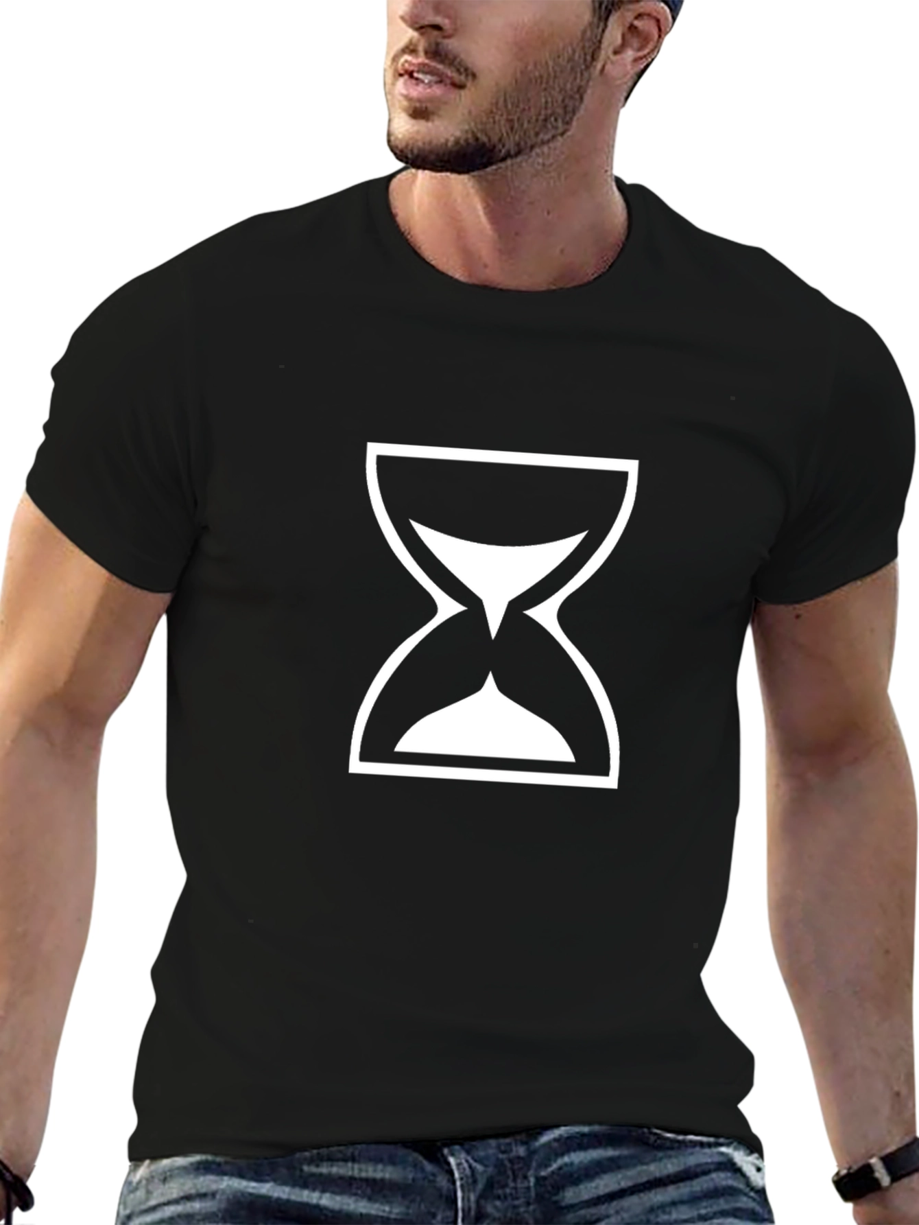 Mens Black T-Shirt - Hourglass Graphic Tee