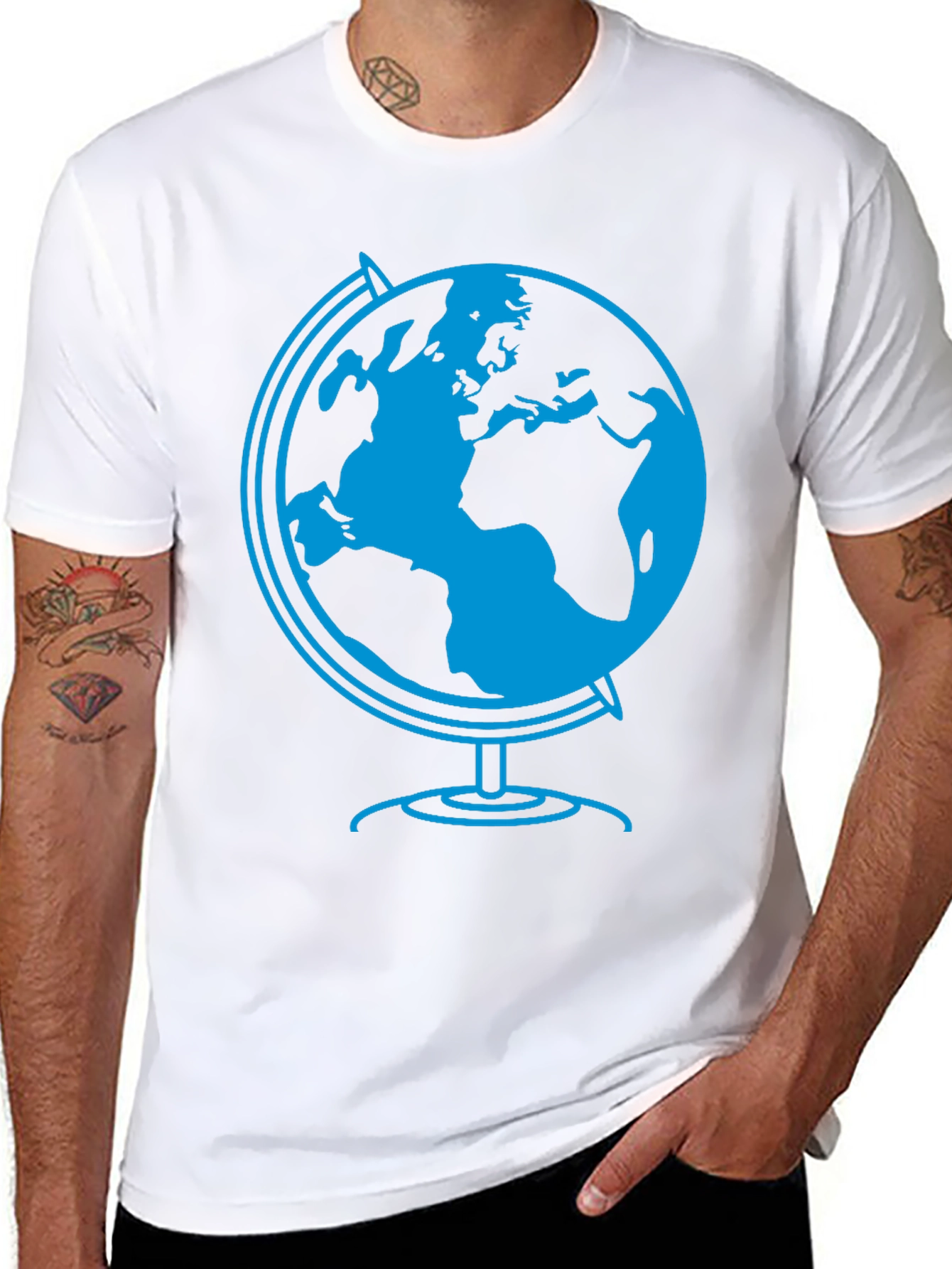 Globe Graphic Tee - Black Cotton T-Shirt