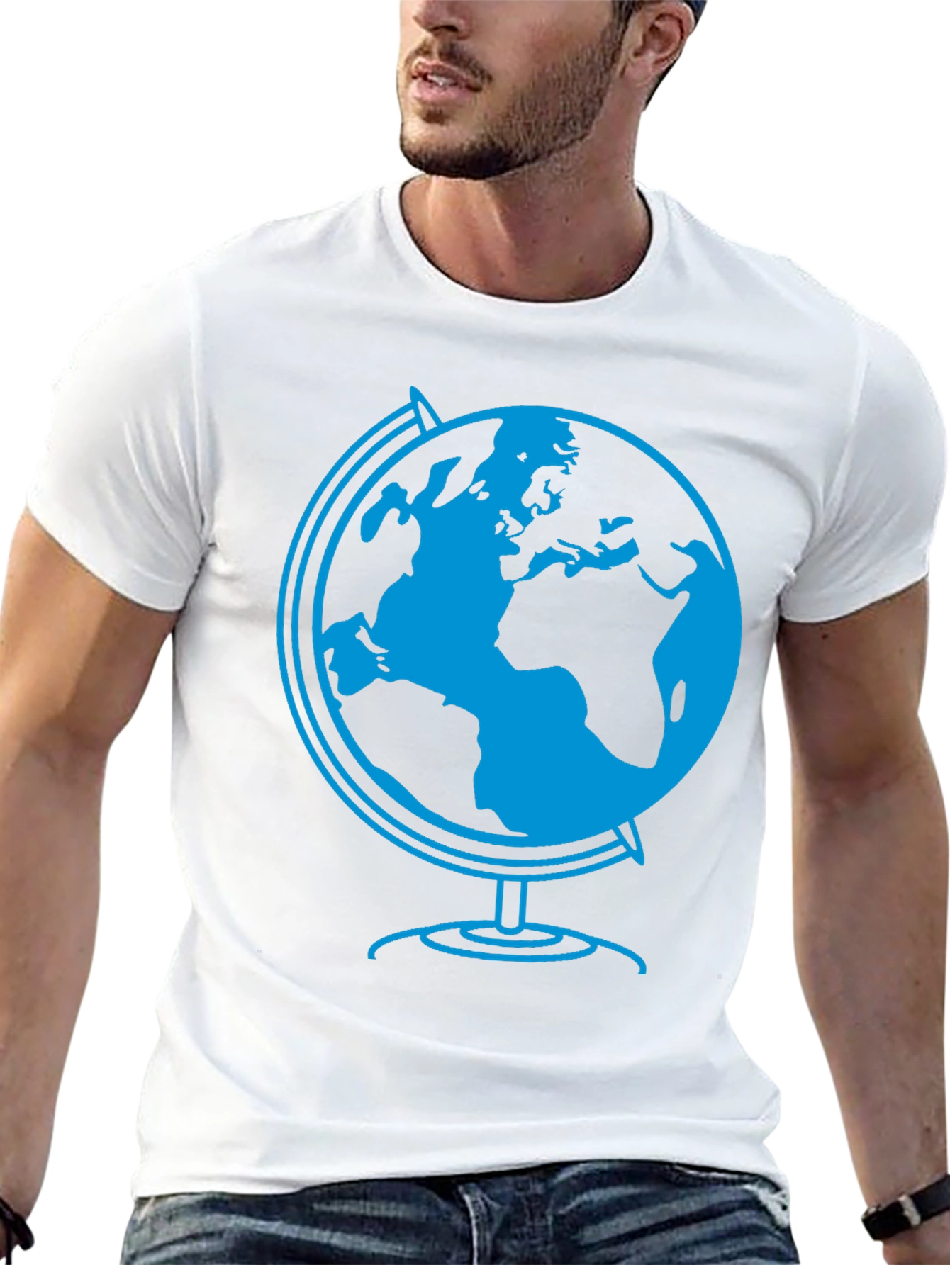 Globe Graphic Tee - Black Cotton T-Shirt