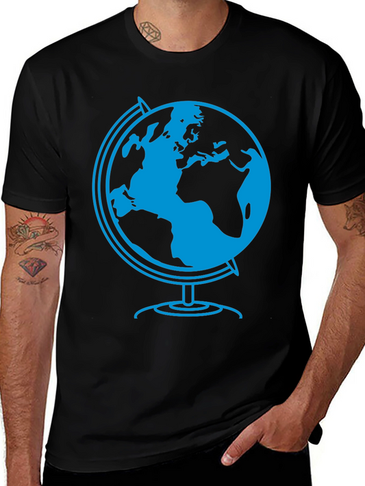 Globe Graphic Tee - Black Cotton T-Shirt