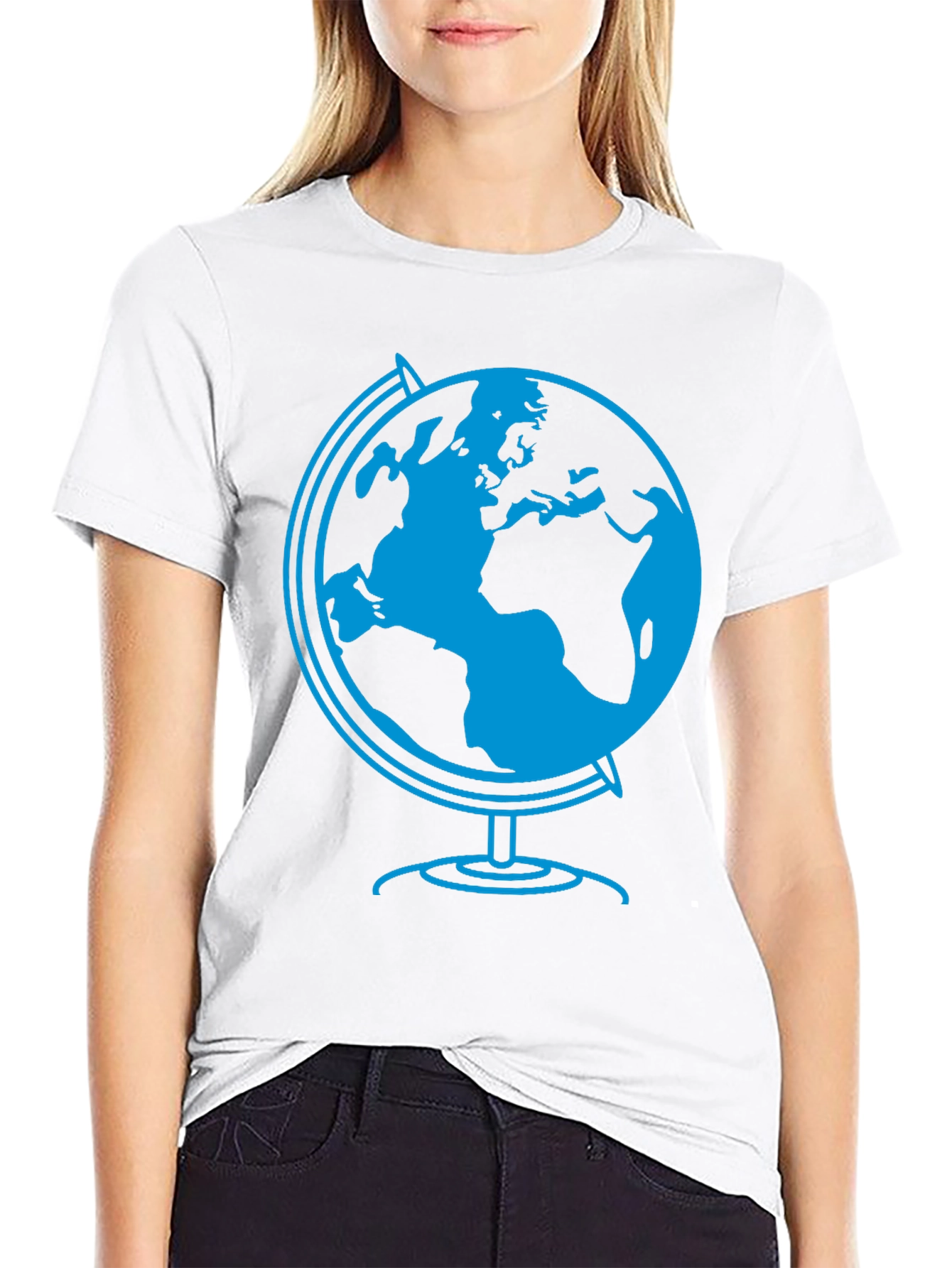 Globe Graphic Tee - Black Cotton T-Shirt