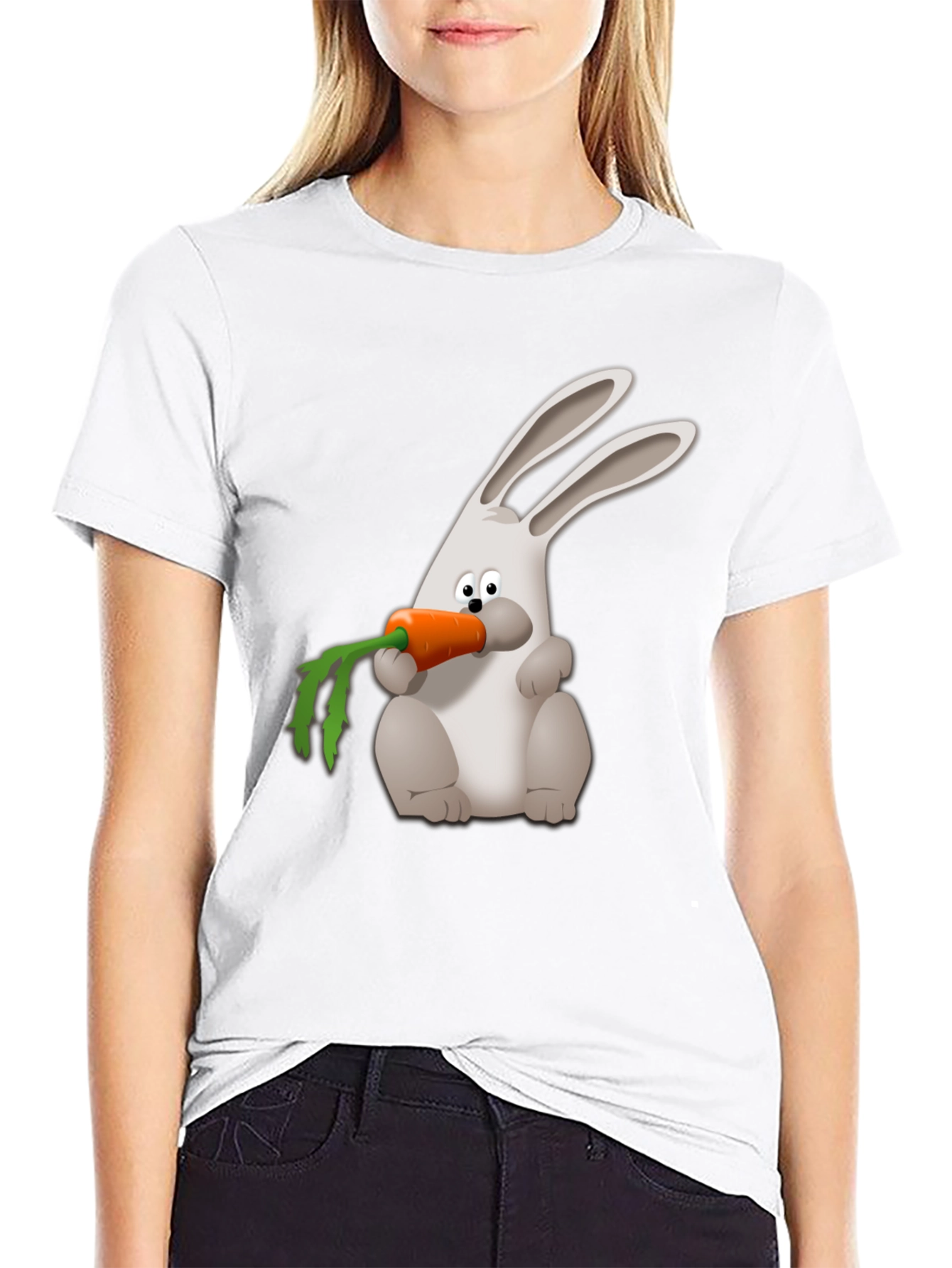 Rabbit Carrot Graphic Tee - Black Cotton Shirt