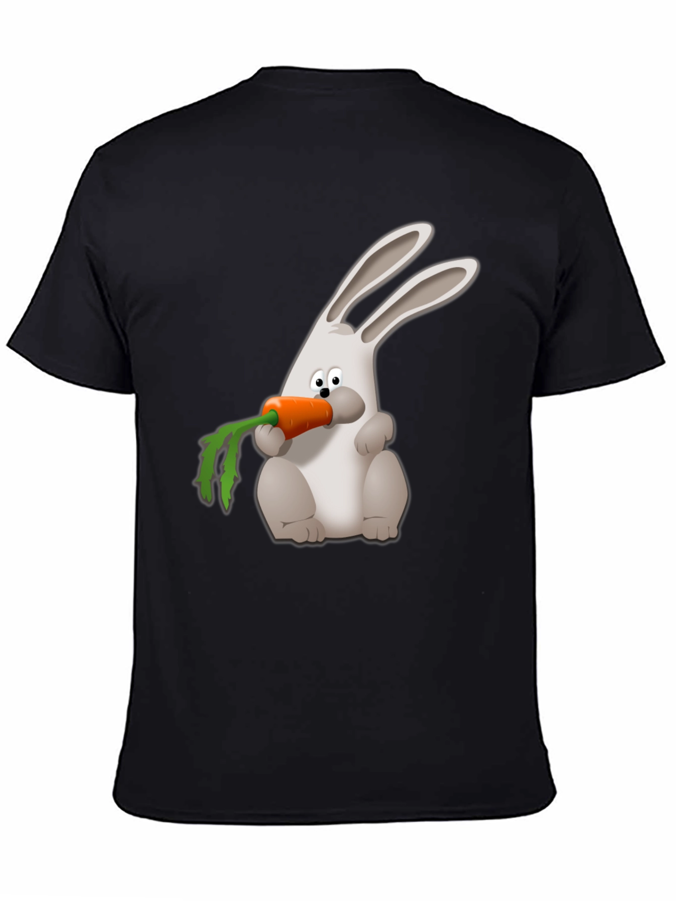 Rabbit Carrot Graphic Tee - Black Cotton Shirt